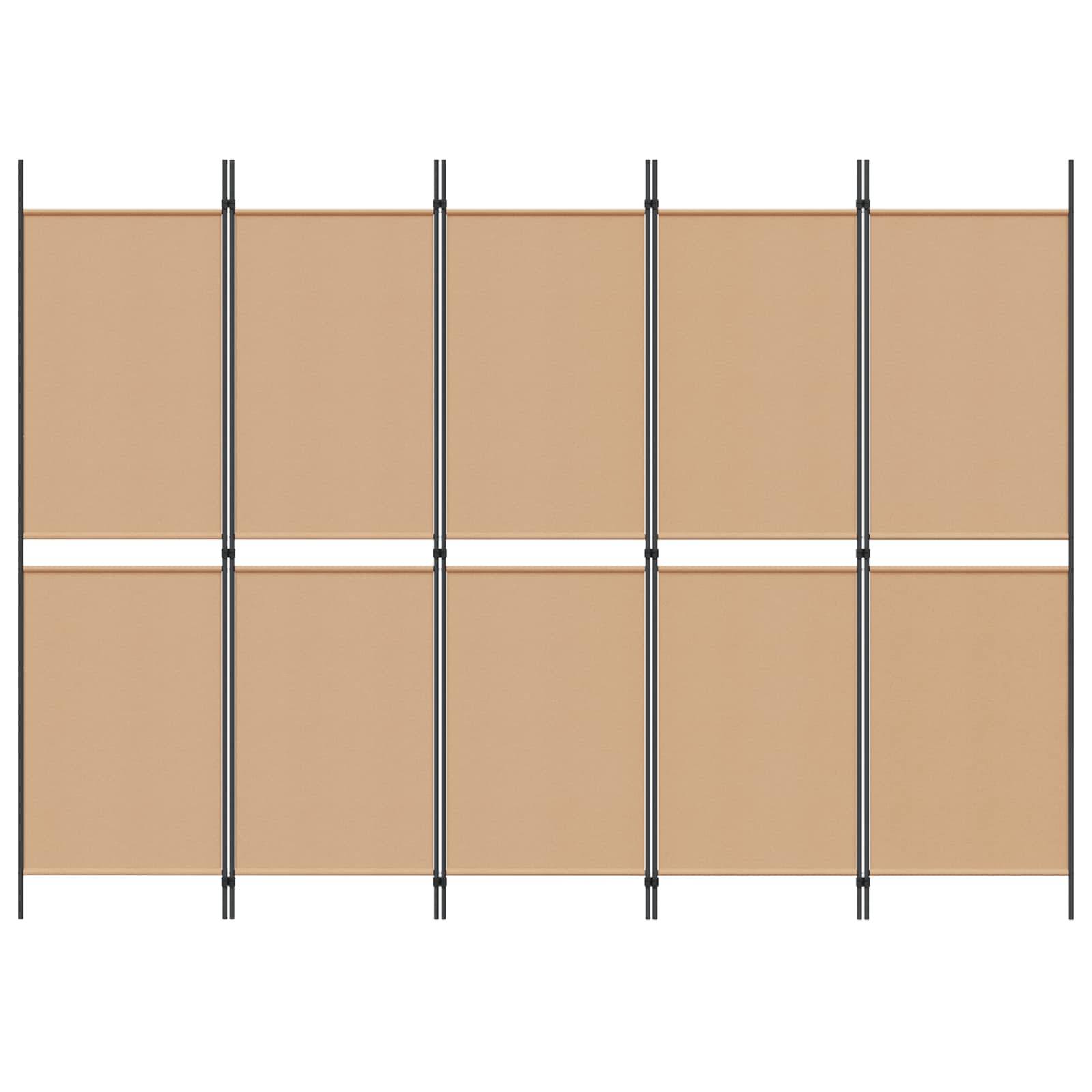 vidaXL 5-teiliger Raumteiler Beige 250 x 180 cm Stoff