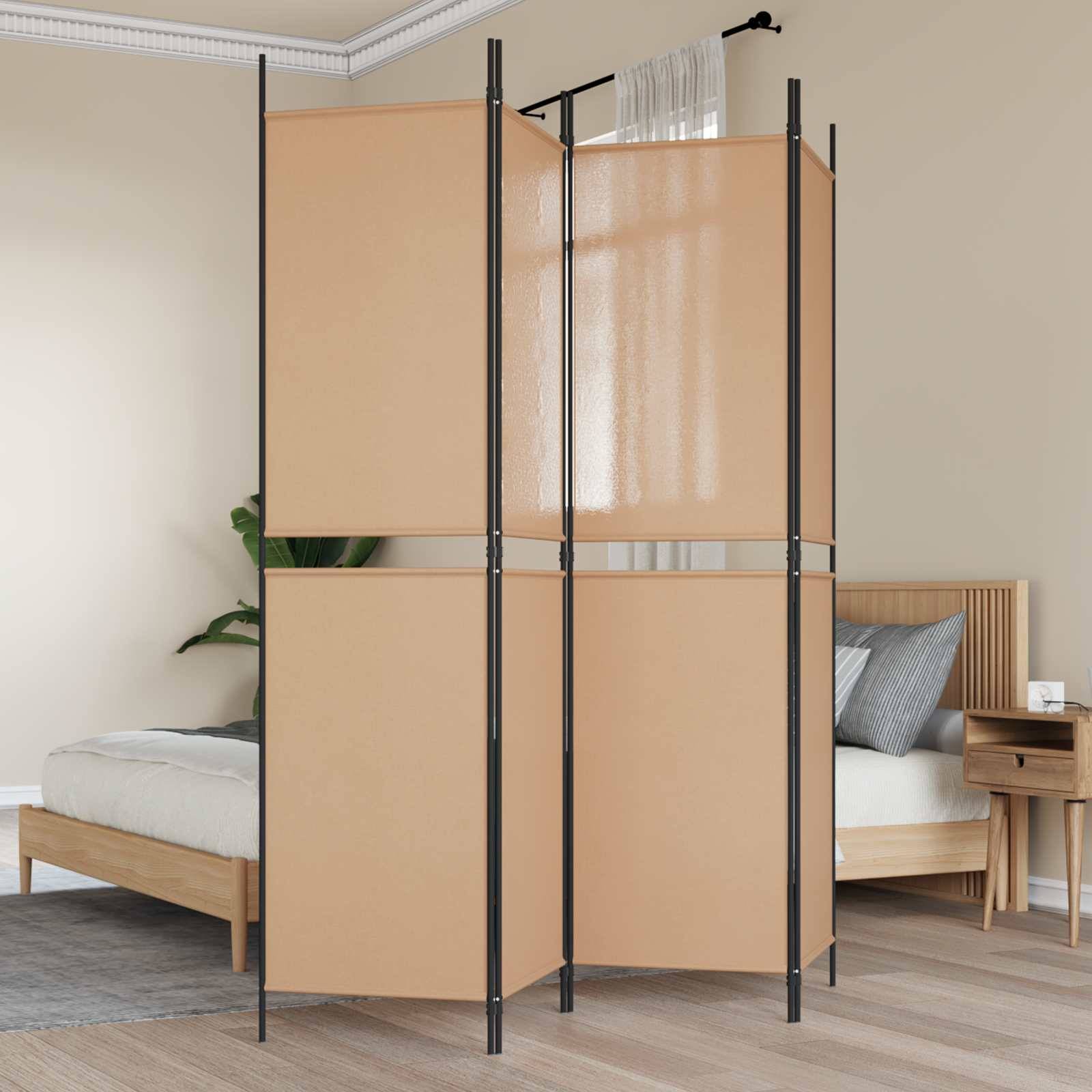 vidaXL 4-teiliger Raumteiler Beige 200 x 200 cm Stoff