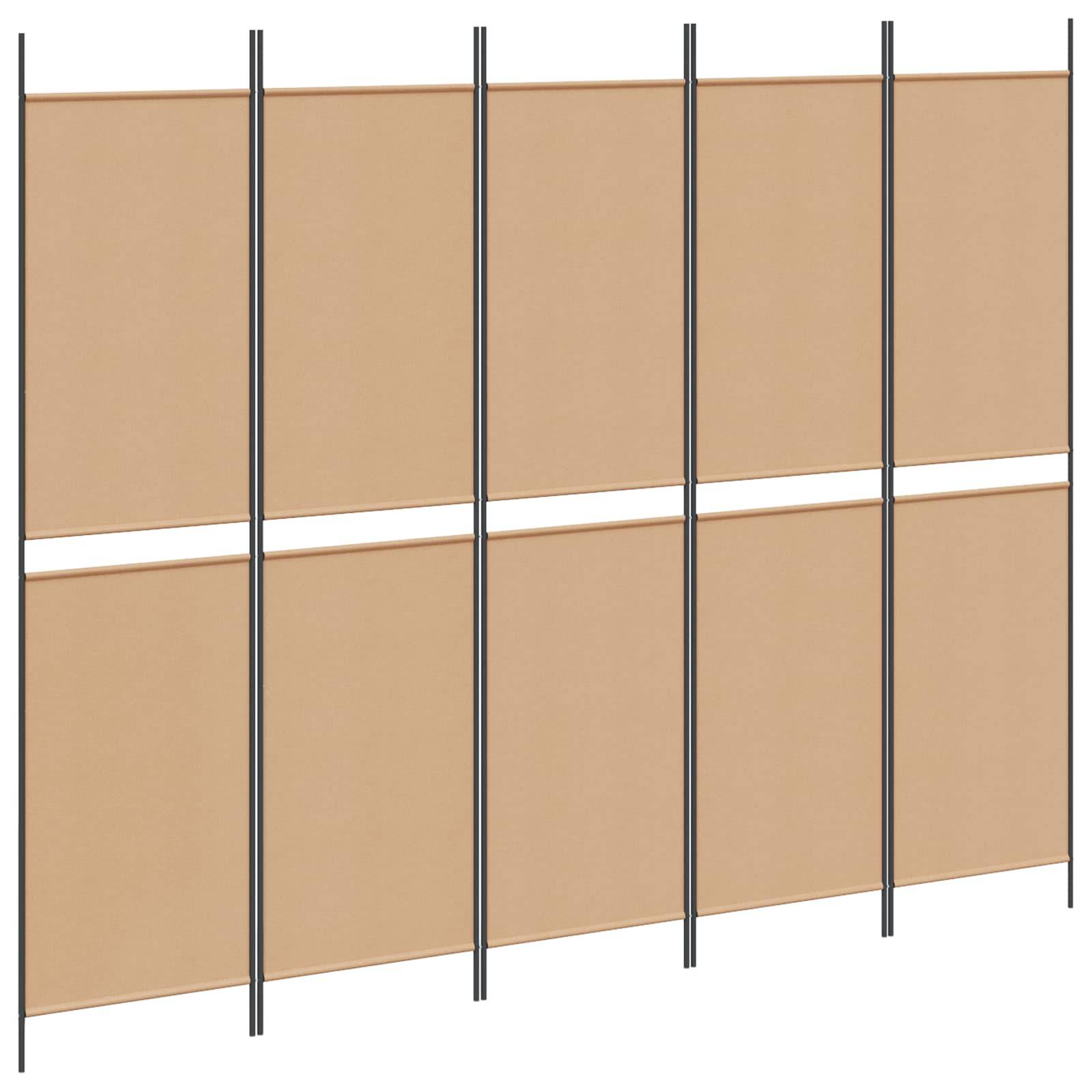 vidaXL 5-Panel Raumteiler Beige 250 x 200 cm Stoff