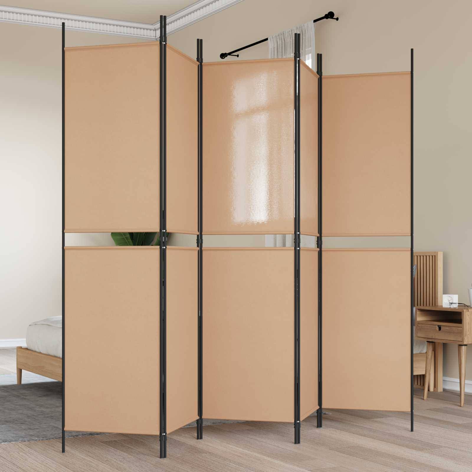 vidaXL 5-Panel Raumteiler Beige 250 x 200 cm Stoff