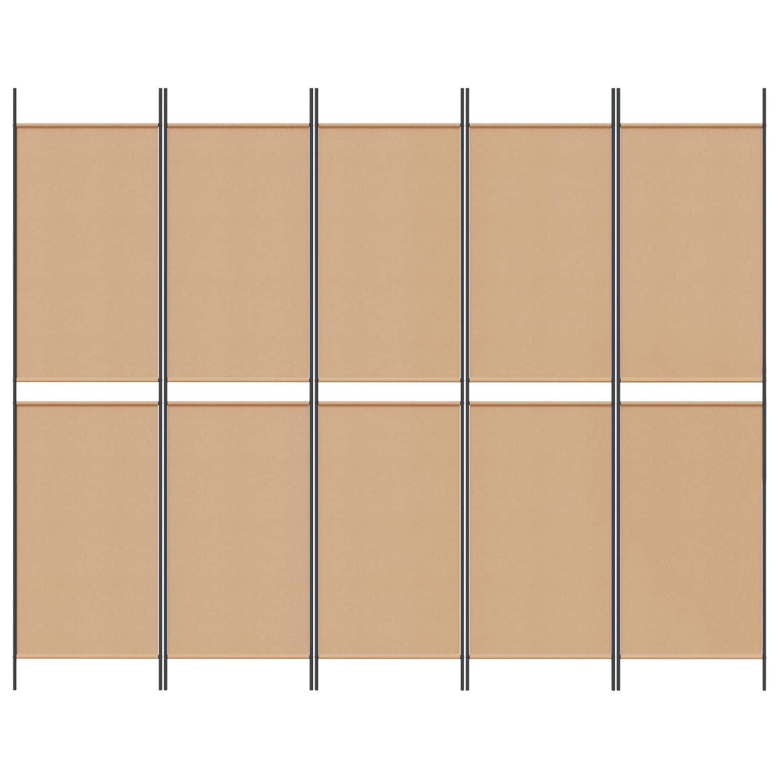 vidaXL 5-Panel Raumteiler Beige 250 x 200 cm Stoff