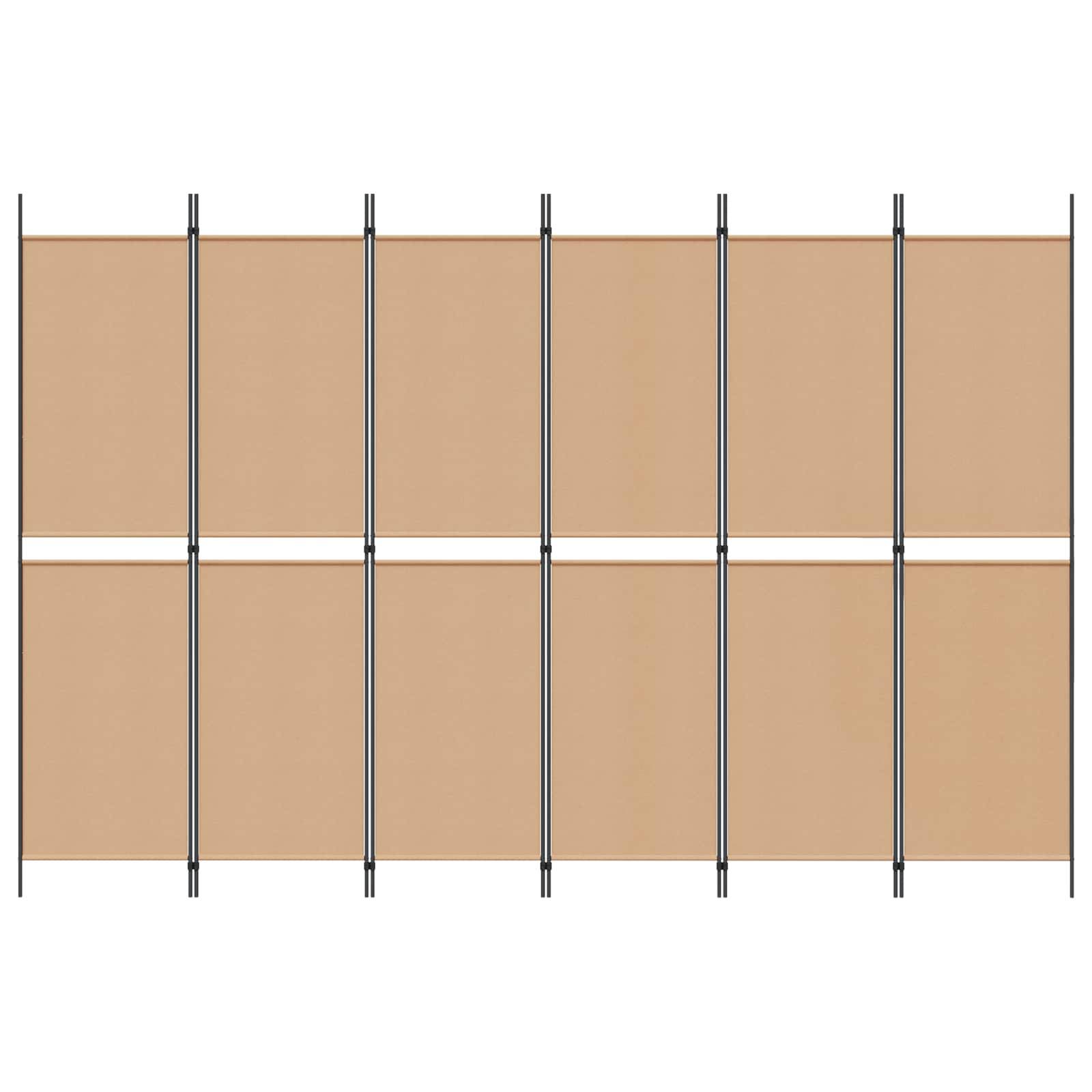 vidaXL 6-teiliger Raumtrenner Beige 300 x 200 cm Stoff