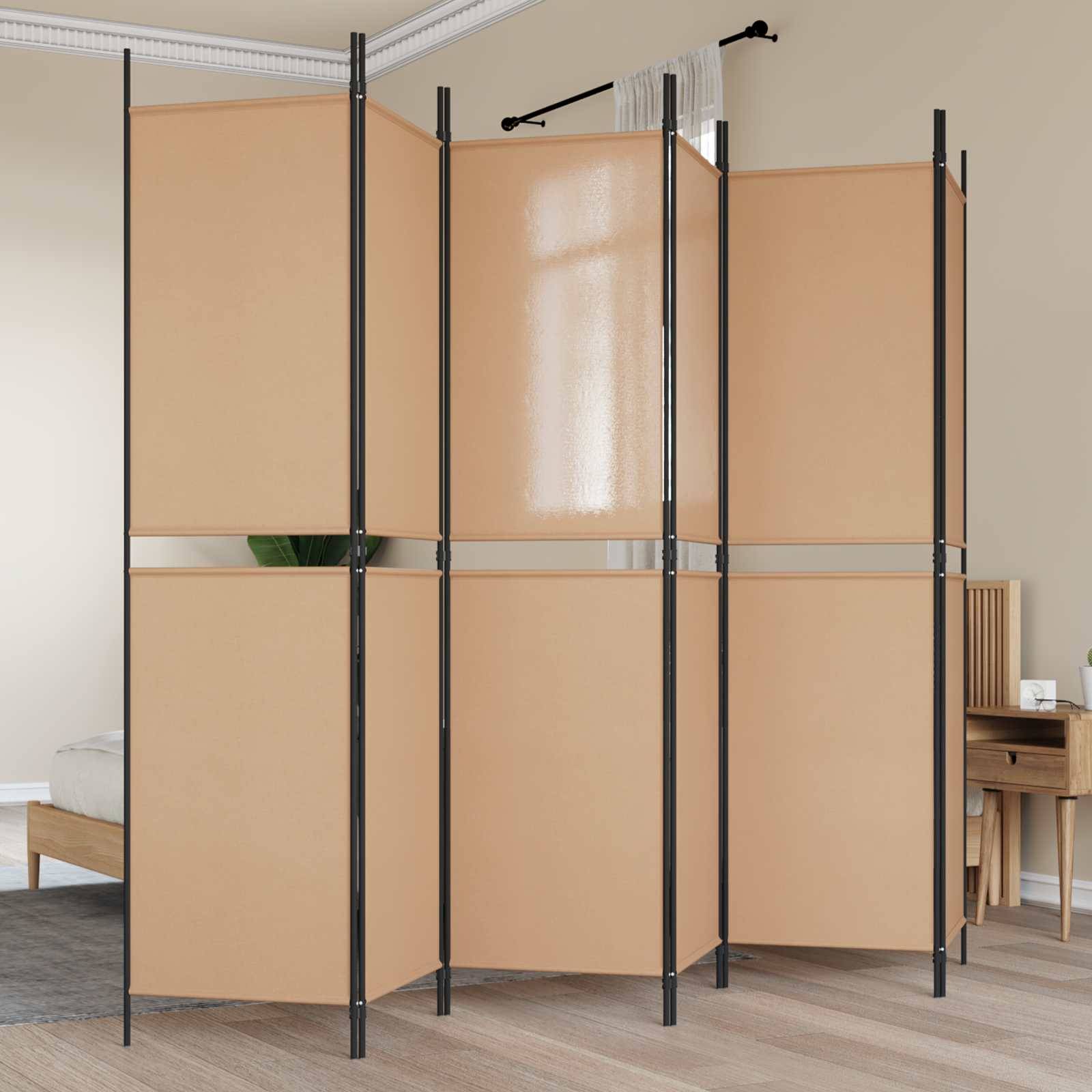 vidaXL 6-teiliger Raumtrenner Beige 300 x 200 cm Stoff