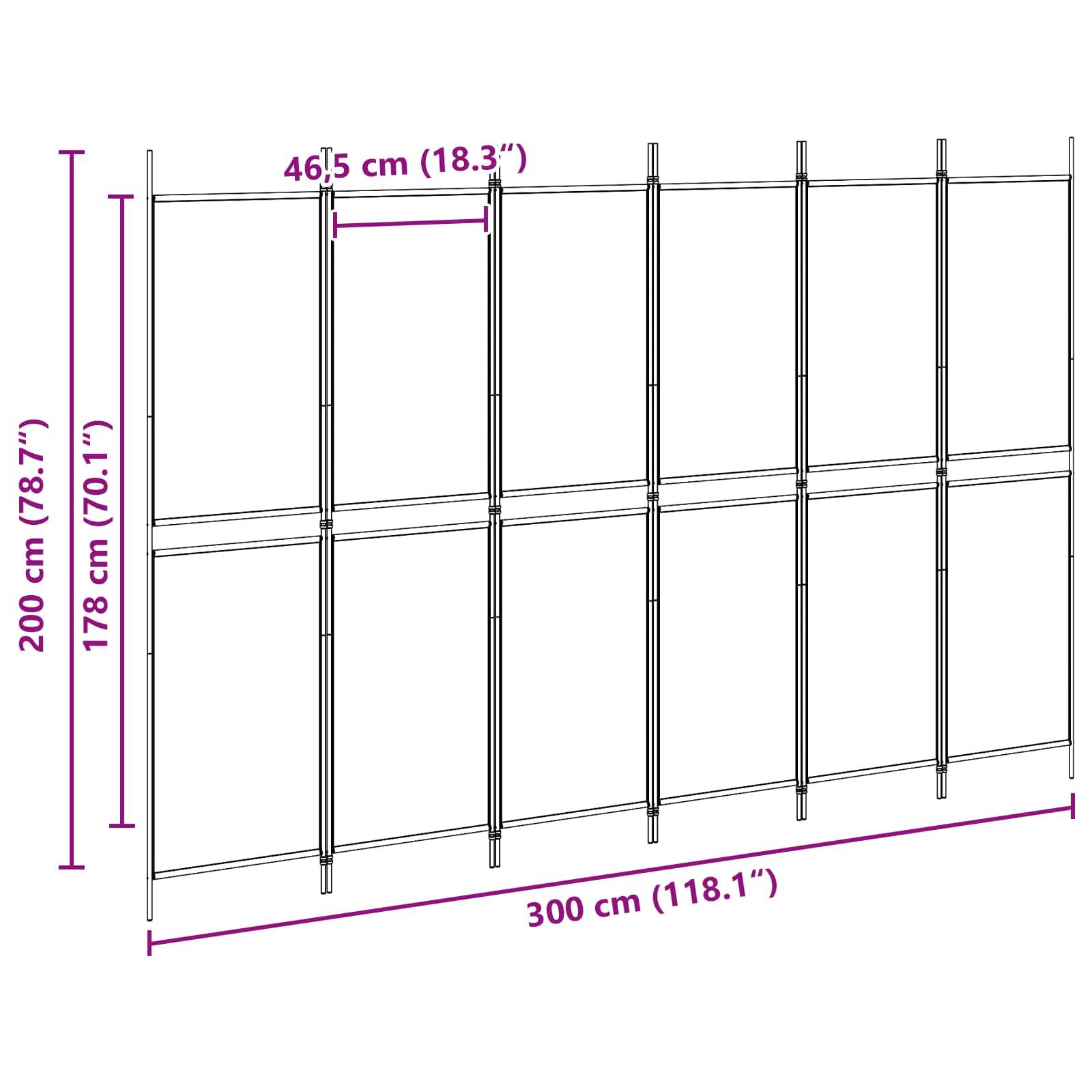 vidaXL 6-teiliger Raumtrenner Beige 300 x 200 cm Stoff