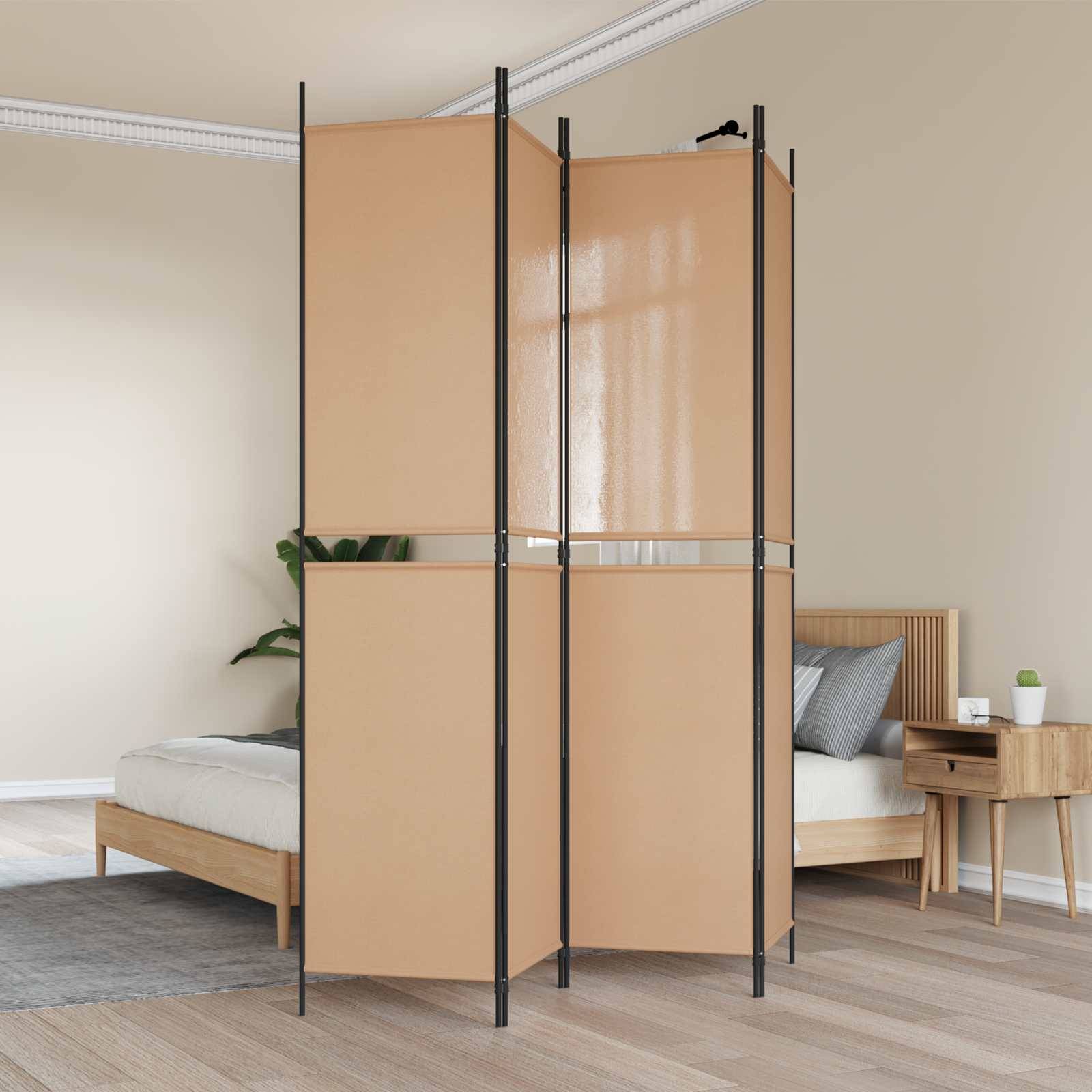 vidaXL 4-teiliger Raumteiler Beige 200 x 220 cm Stoff