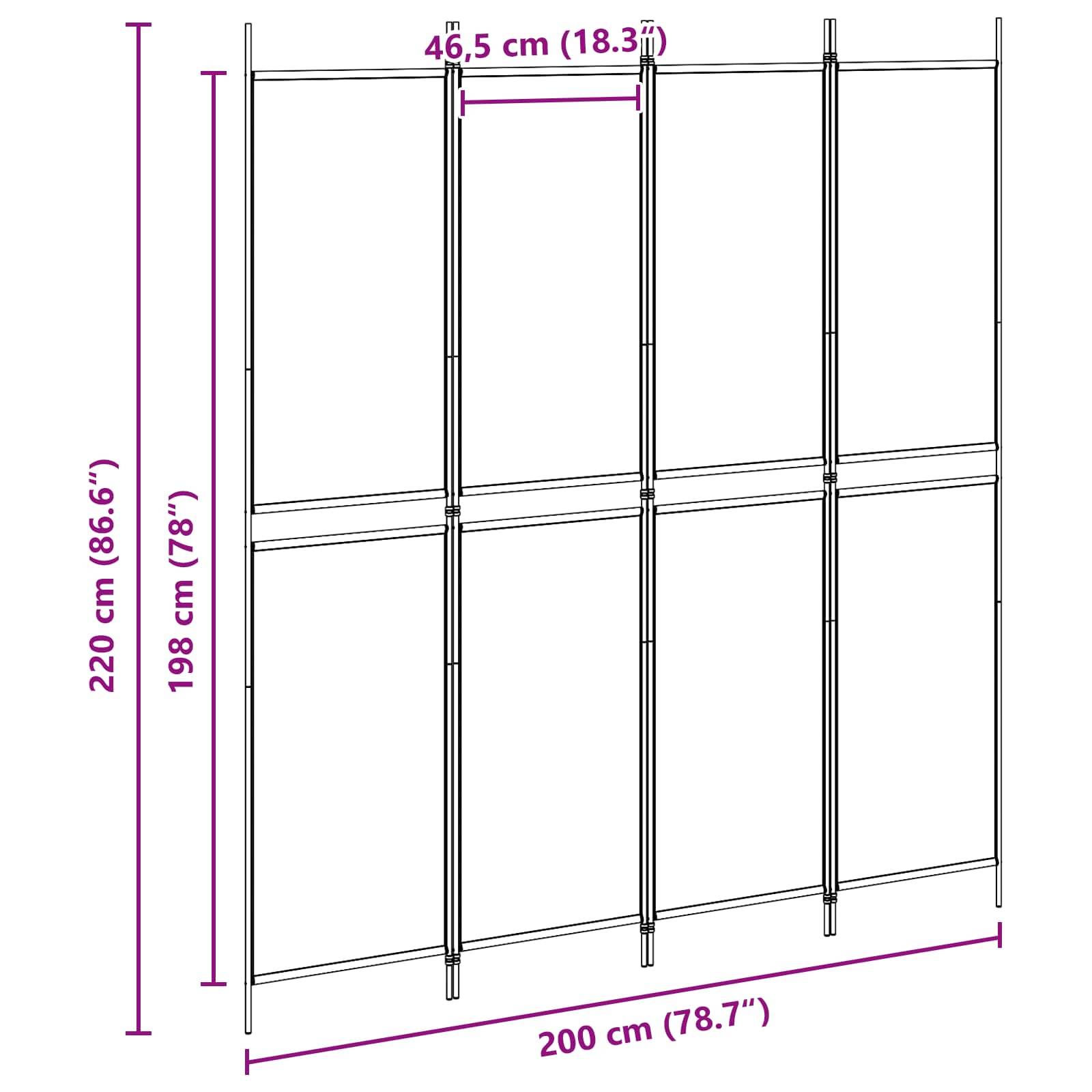 vidaXL 4-teiliger Raumteiler Beige 200 x 220 cm Stoff
