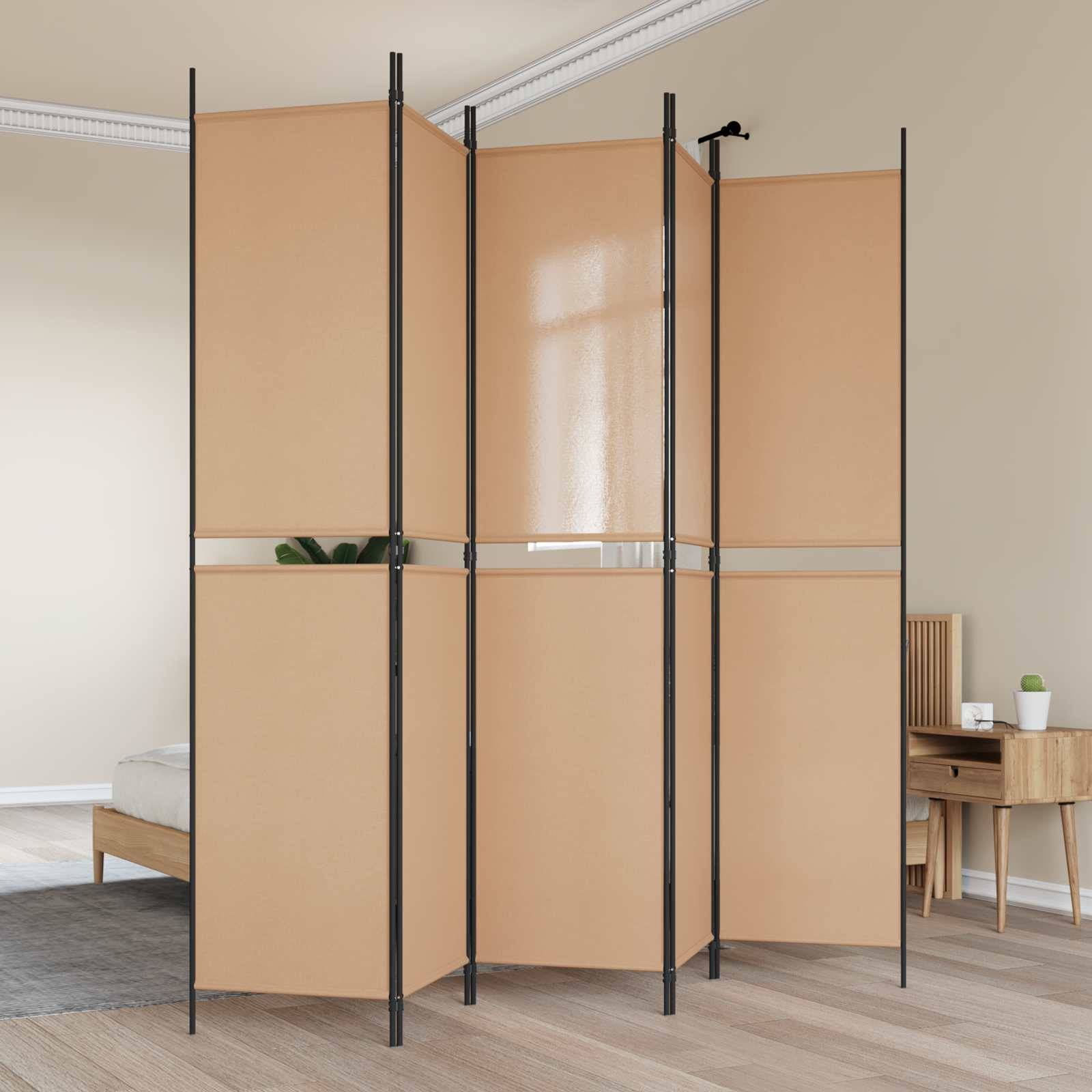 vidaXL 5-teiliger Raumteiler Beige 250 x 220 cm Stoff