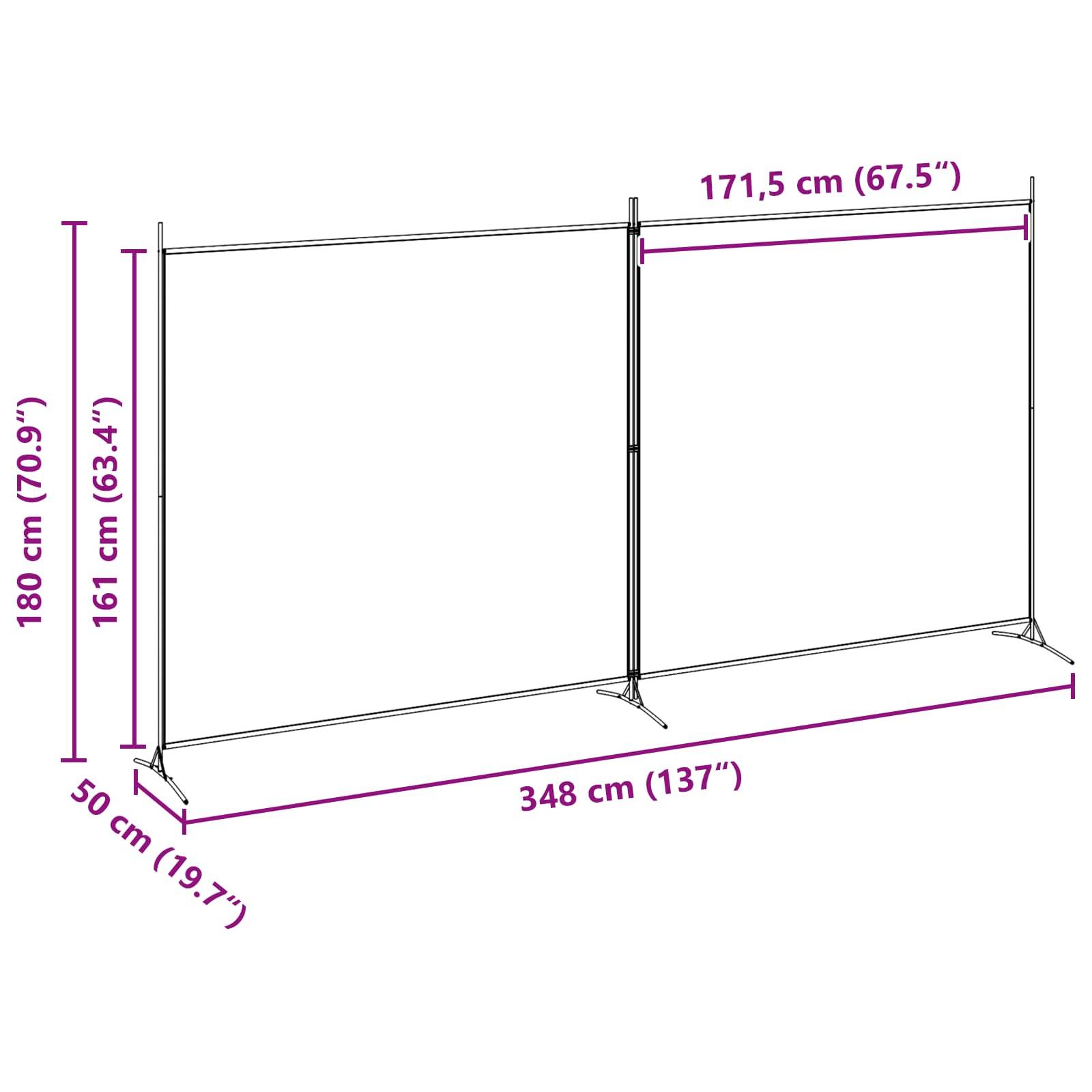 vidaXL 2-teiliger Raumteiler Beige 348 x 180 cm Stoff