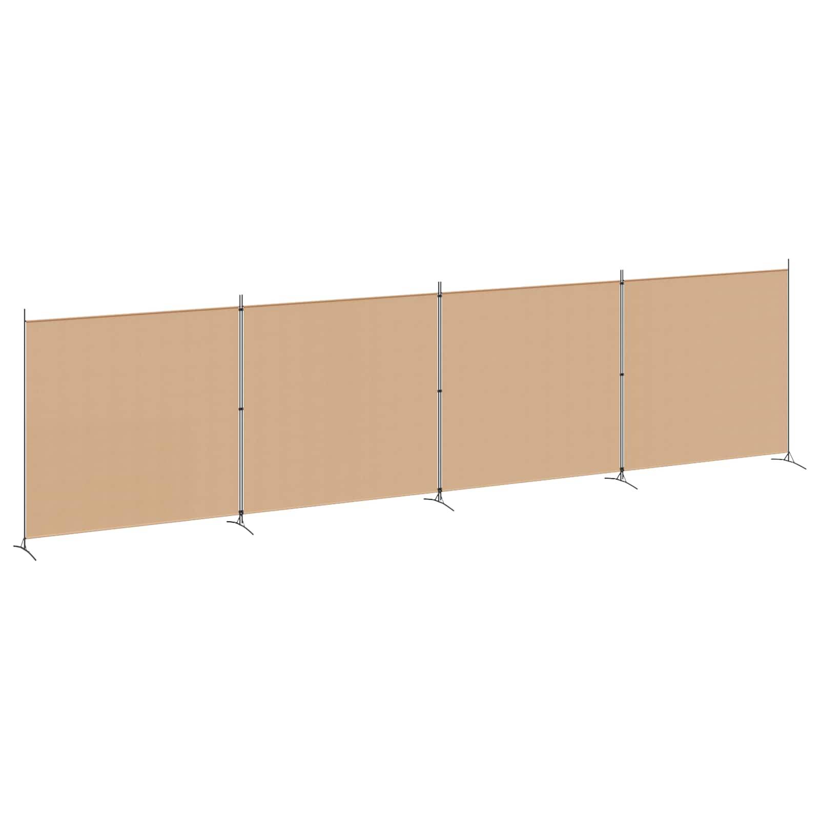 vidaXL 4-teiliger Raumteiler Beige 698 x 180 cm Stoff