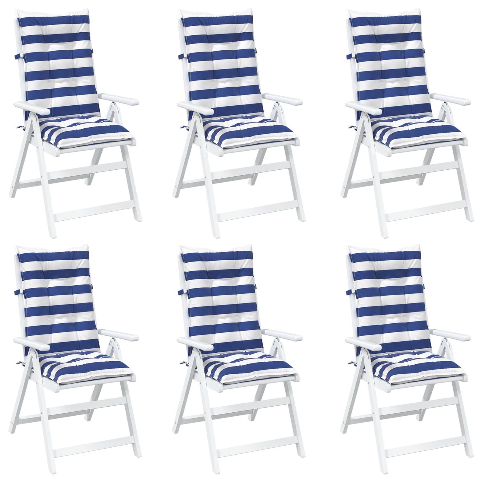 vidaXL Outdoor-Kissen 6 Stück Blau und Weiß 120 x 50 x 7 cm Stoff