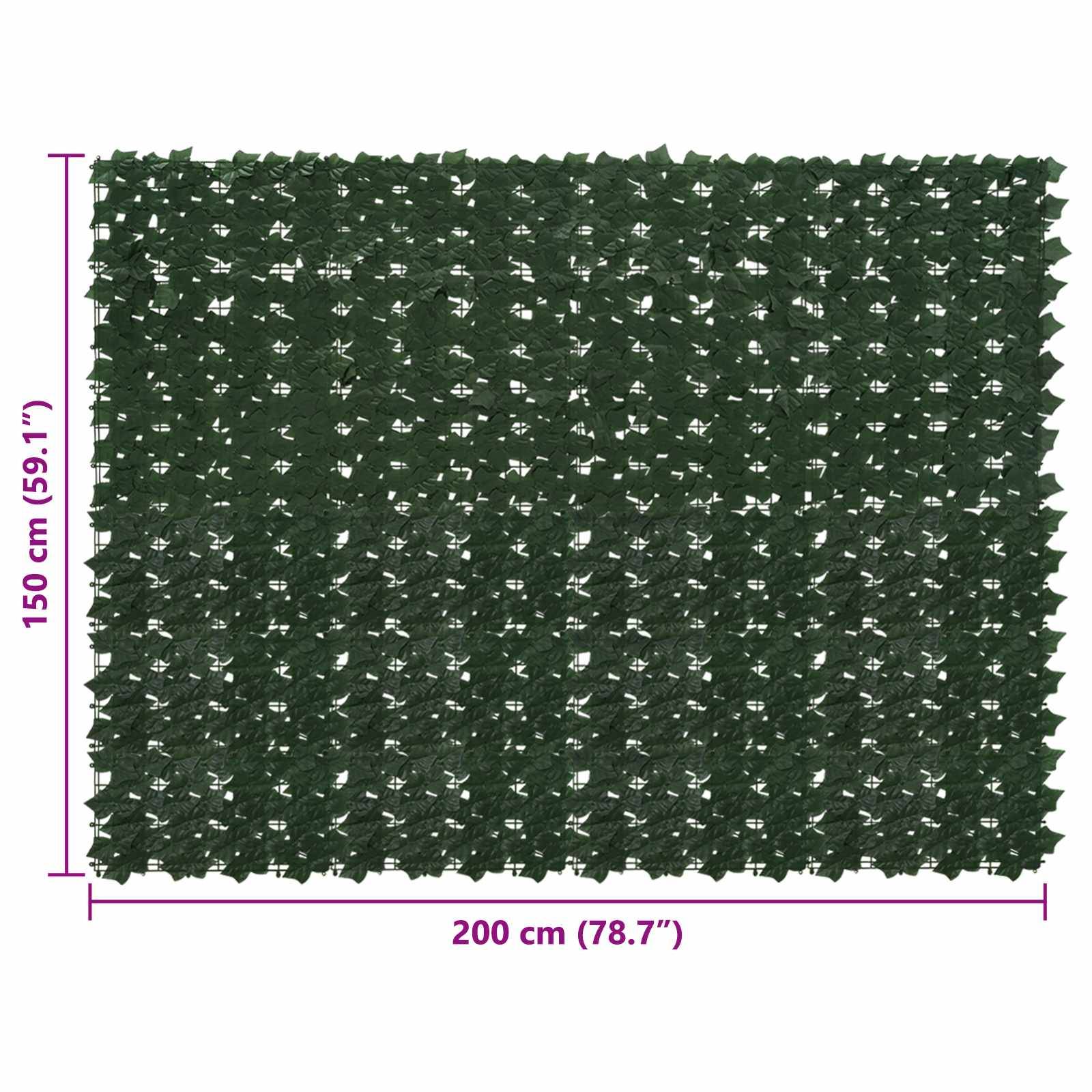 vidaXL Balkonsichtschutz mit Blättern Dunkelgrün 200 x 150 cm