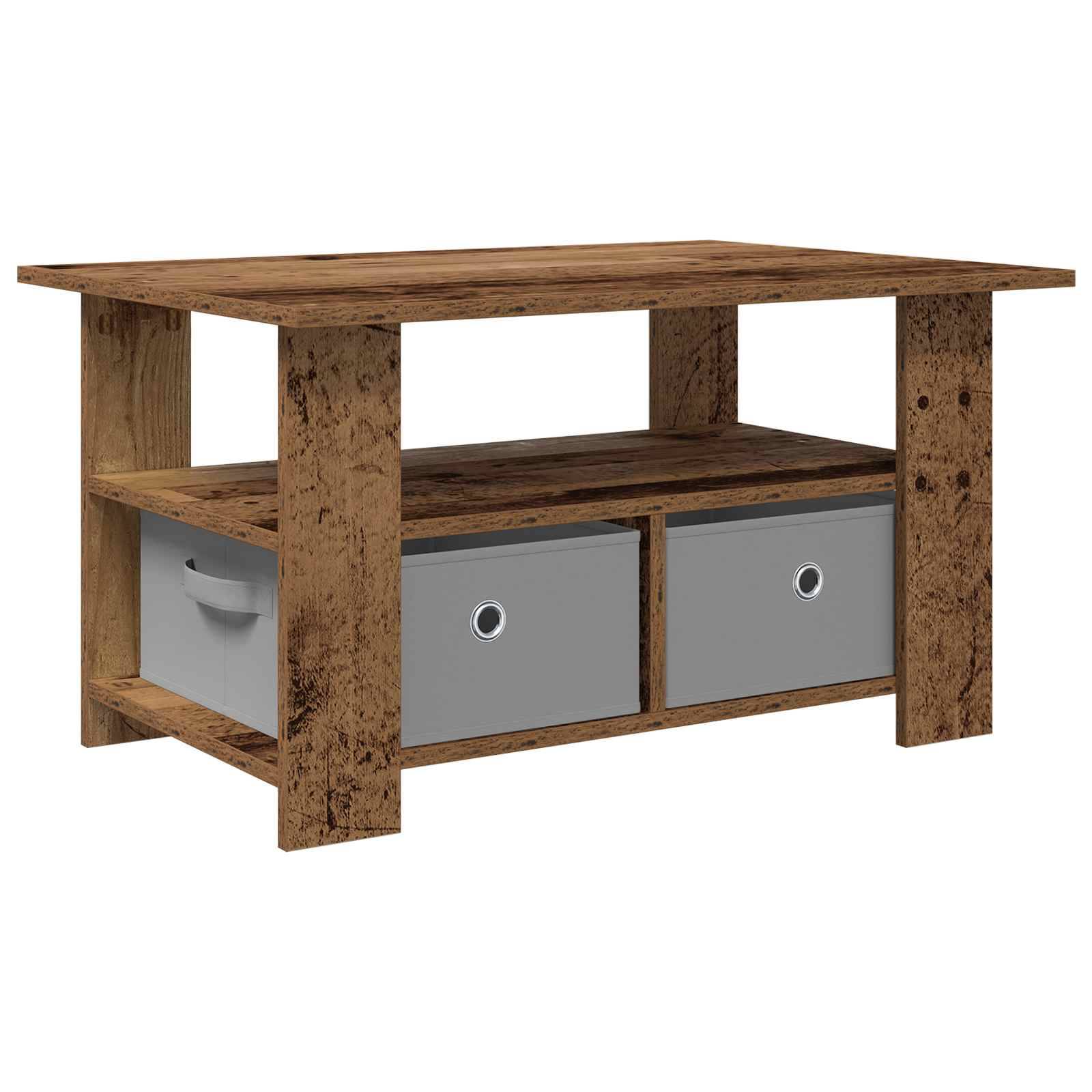 vidaXL Couchtisch mit Schubladen Altholz 77 x 55 x 42 cm Holzwerkstoff