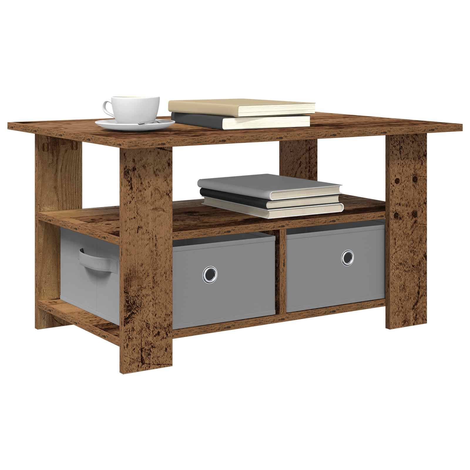 vidaXL Couchtisch mit Schubladen Altholz 77 x 55 x 42 cm Holzwerkstoff