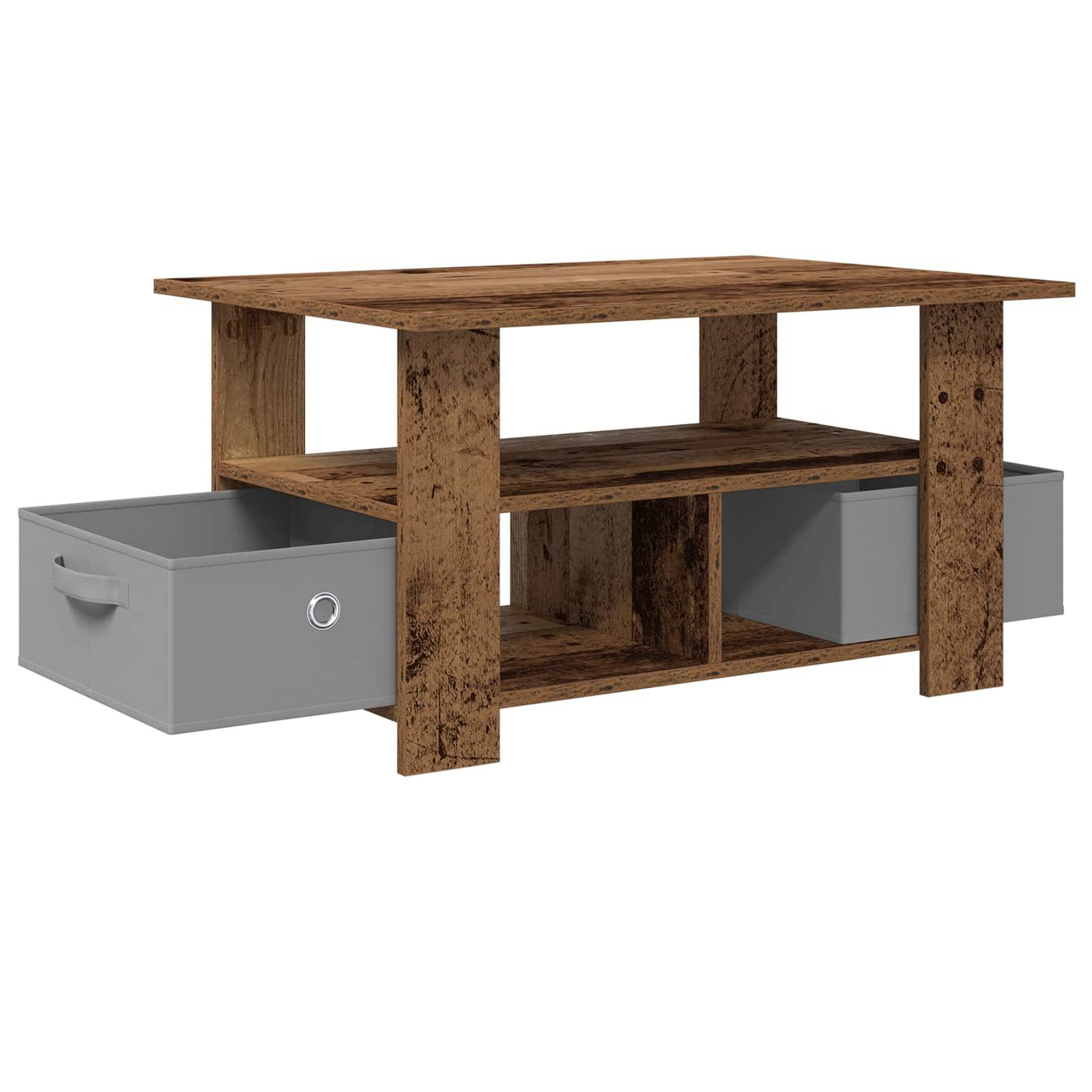 vidaXL Couchtisch mit Schubladen Altholz 77 x 55 x 42 cm Holzwerkstoff