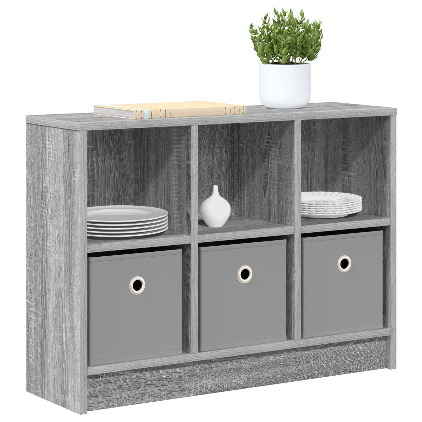 vidaXL Sideboard mit Schubladen Graues Sonoma 73,5 x 22,5 x 53,5 cm