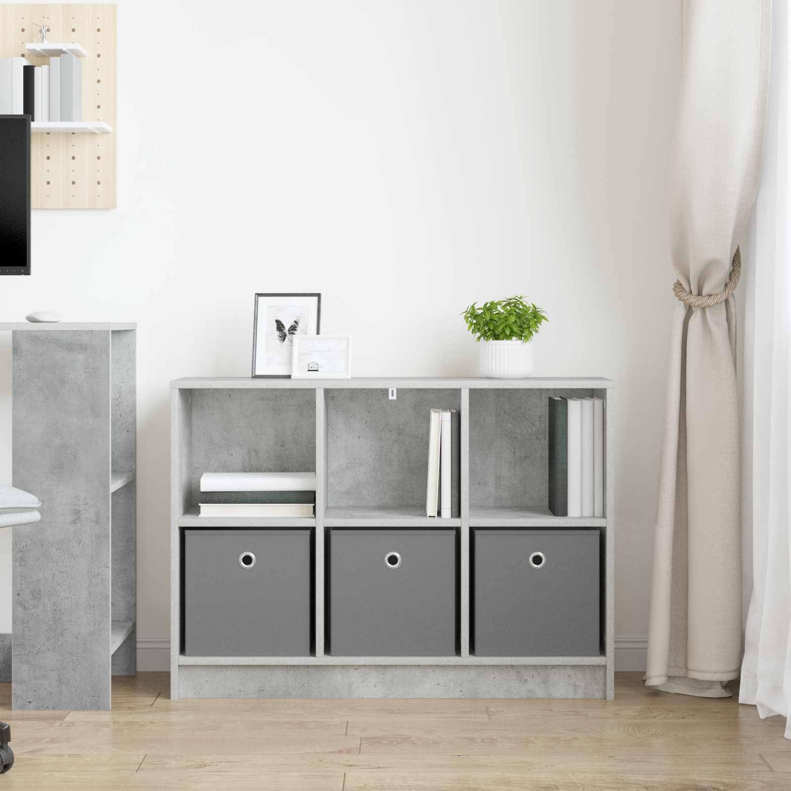 vidaXL Sideboard mit Schubladen Beton Grau 88,5 x 27,5 x 63,5 cm