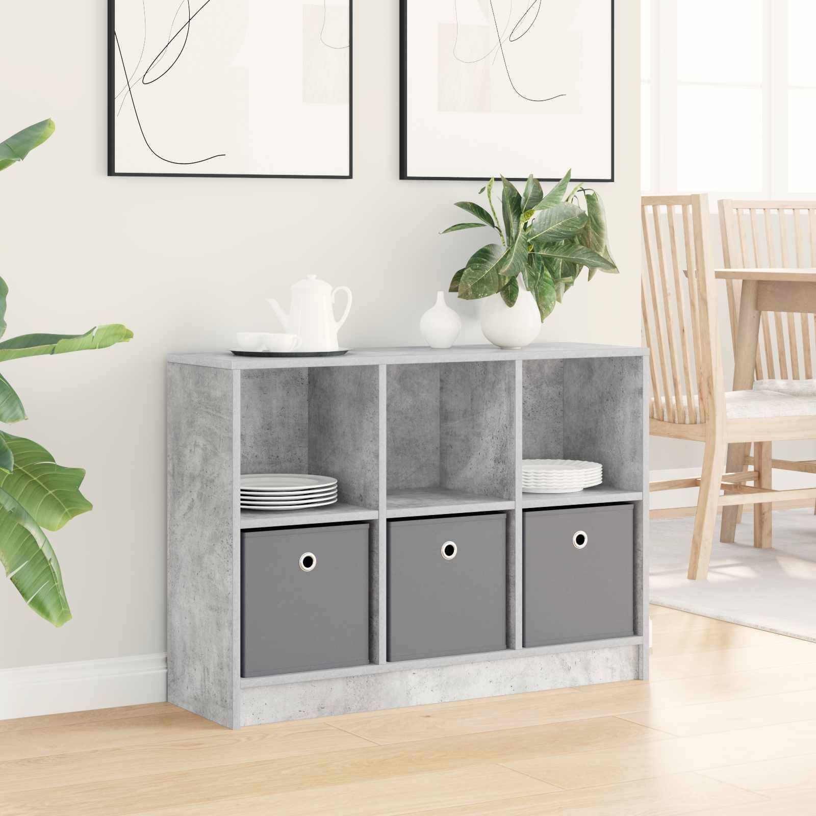 vidaXL Sideboard mit Schubladen Beton Grau 88,5 x 27,5 x 63,5 cm