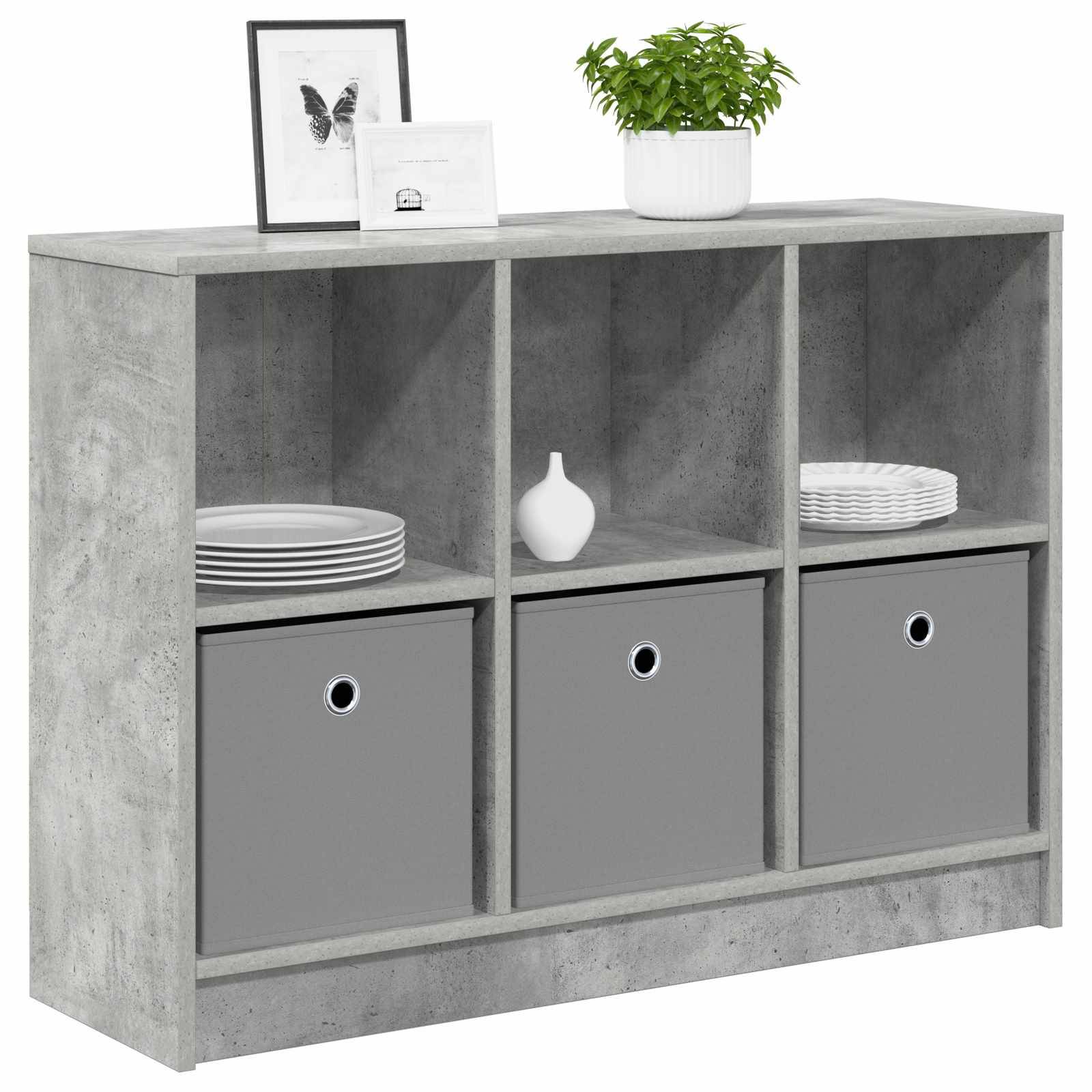 vidaXL Sideboard mit Schubladen Beton Grau 88,5 x 27,5 x 63,5 cm