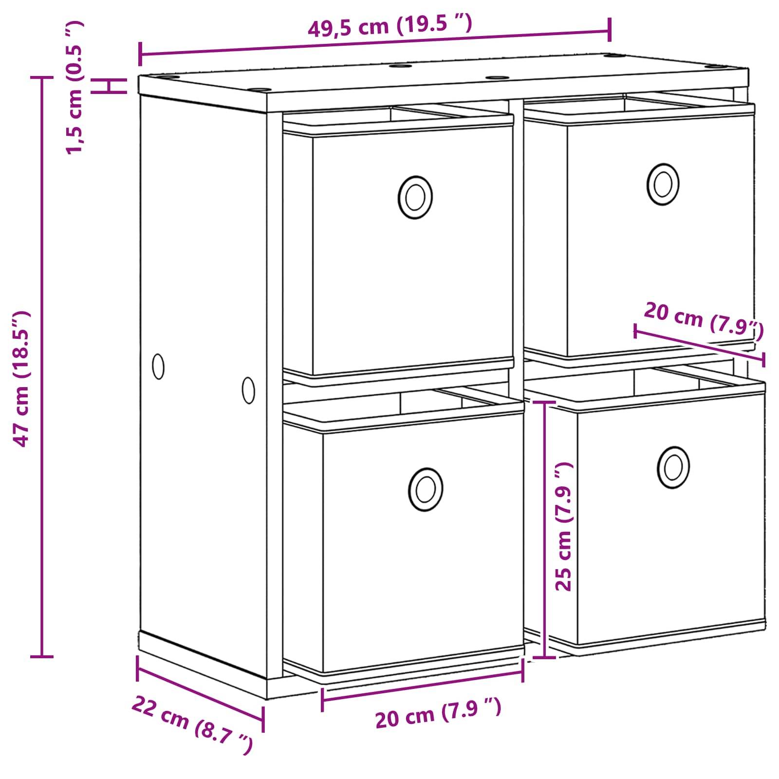 vidaXL Sideboard mit Schubladen Weiß 49,5 x 22 x 47 cm
