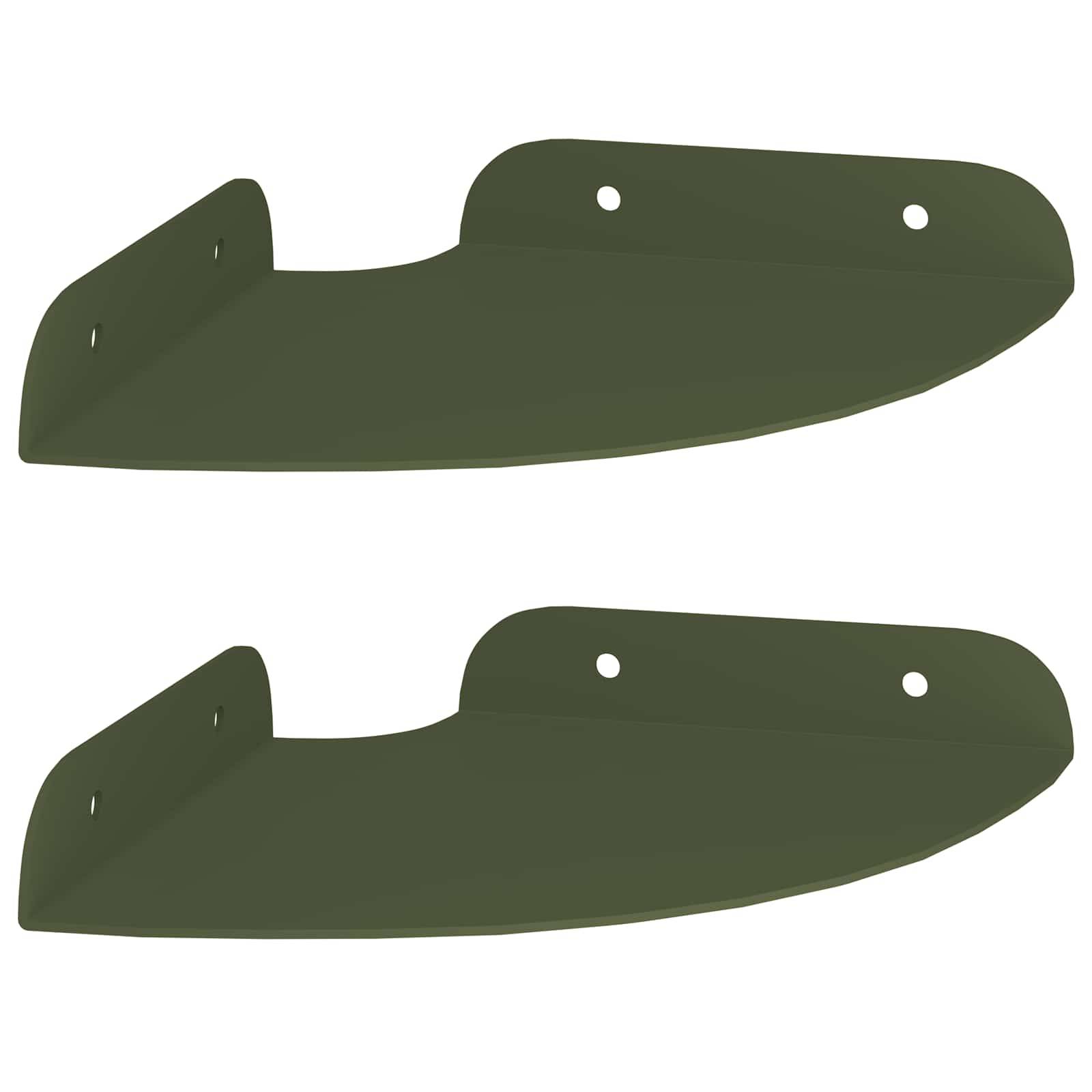 vidaXL Schwebendes Regal mit Regal 2 pcs Olive Grün 15 x 15 x 2 cm