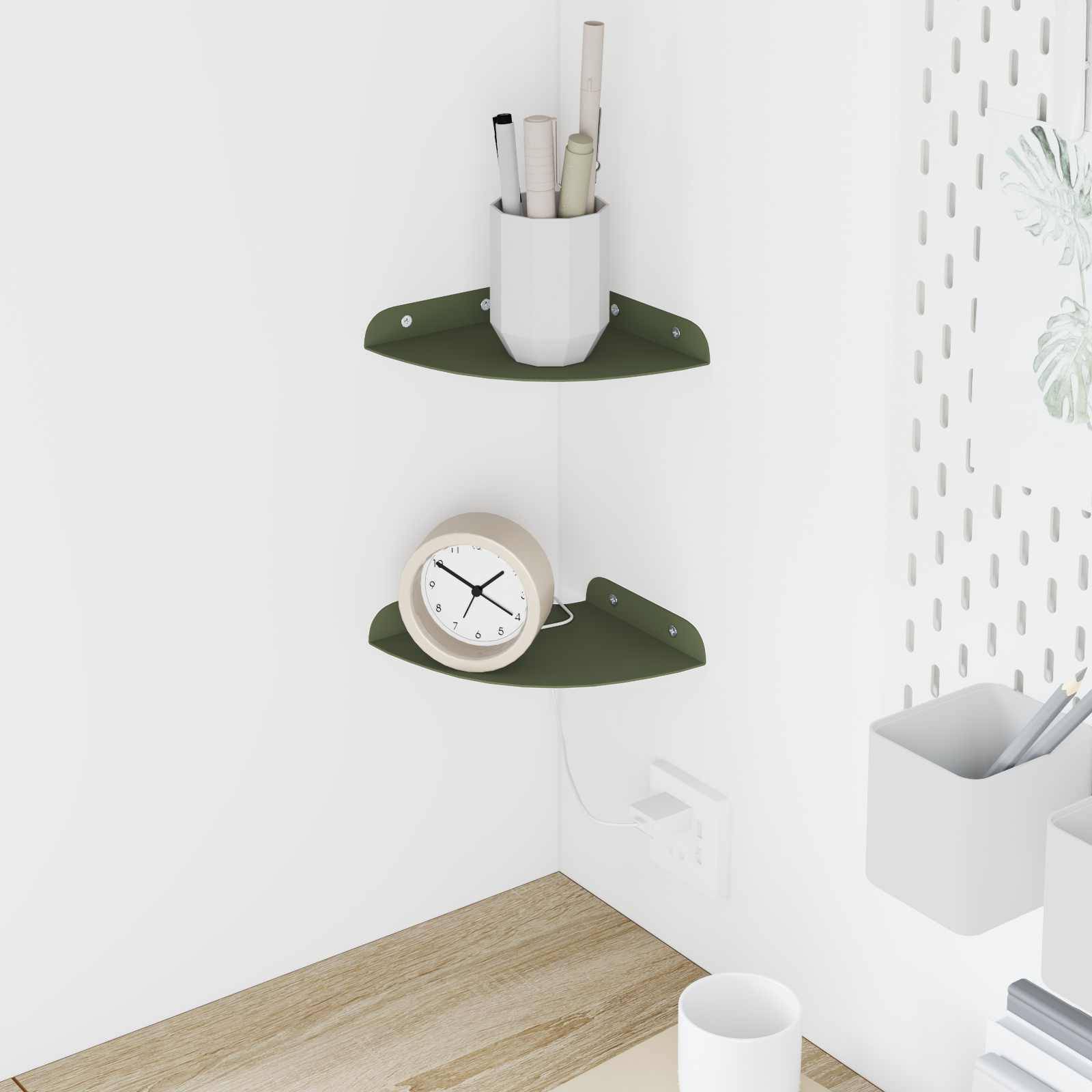 vidaXL Schwebendes Regal mit Regal 2 pcs Olive Grün 15 x 15 x 2 cm