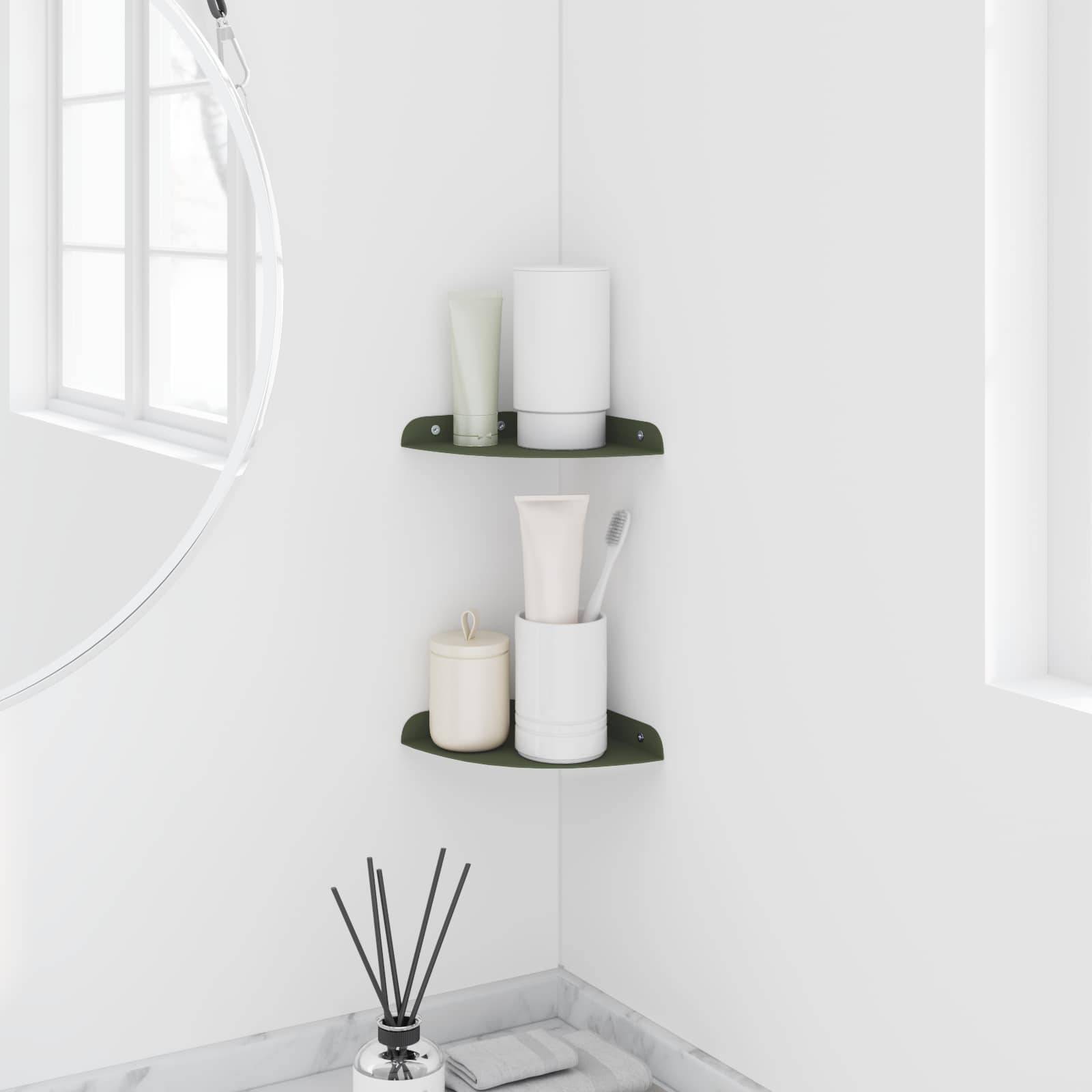 vidaXL Schwebendes Regal mit Regal 2 pcs Olive Grün 15 x 15 x 2 cm