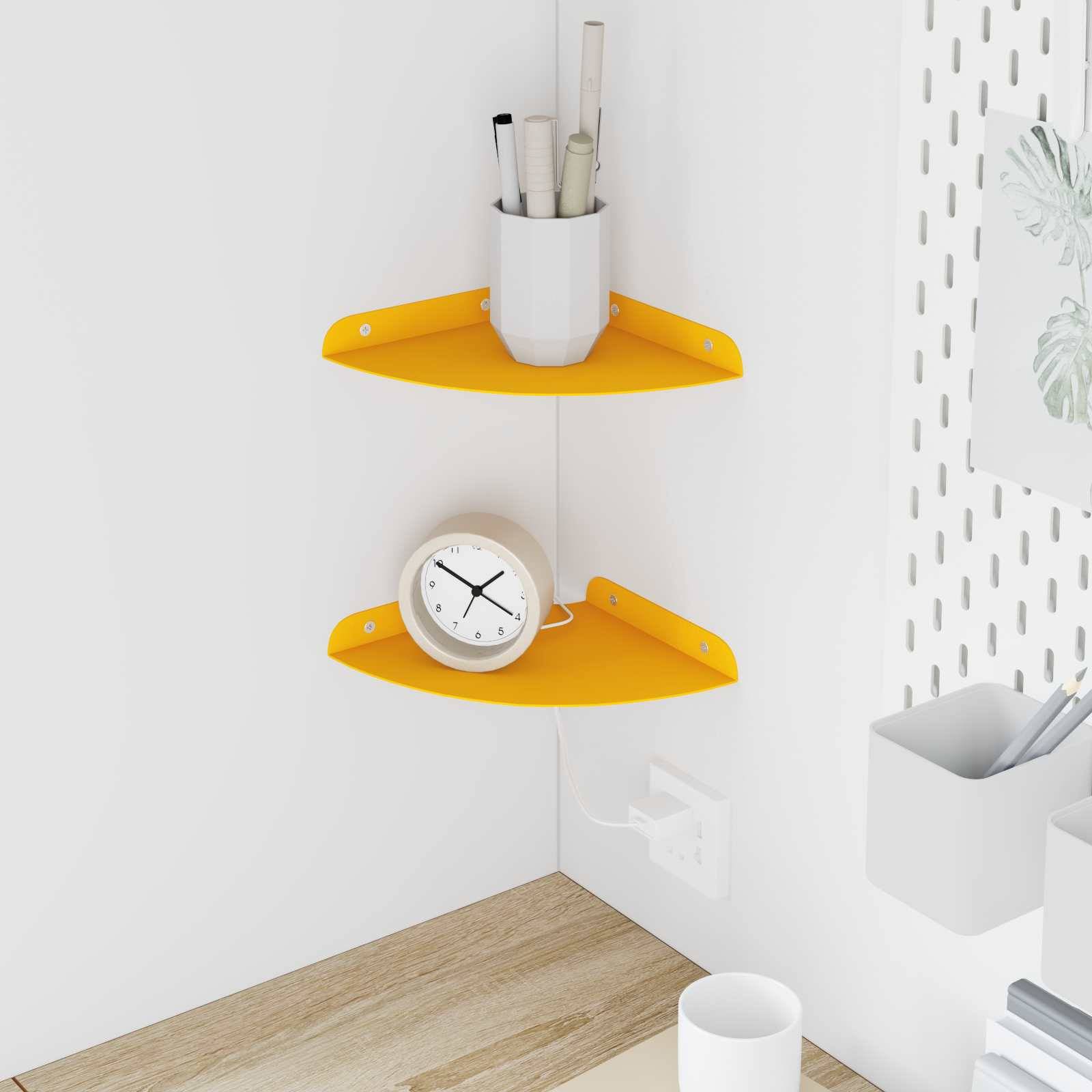 vidaXL Schwebendes Regal mit Regal 2 pcs Senfgelb 18 x 18 x 2 cm