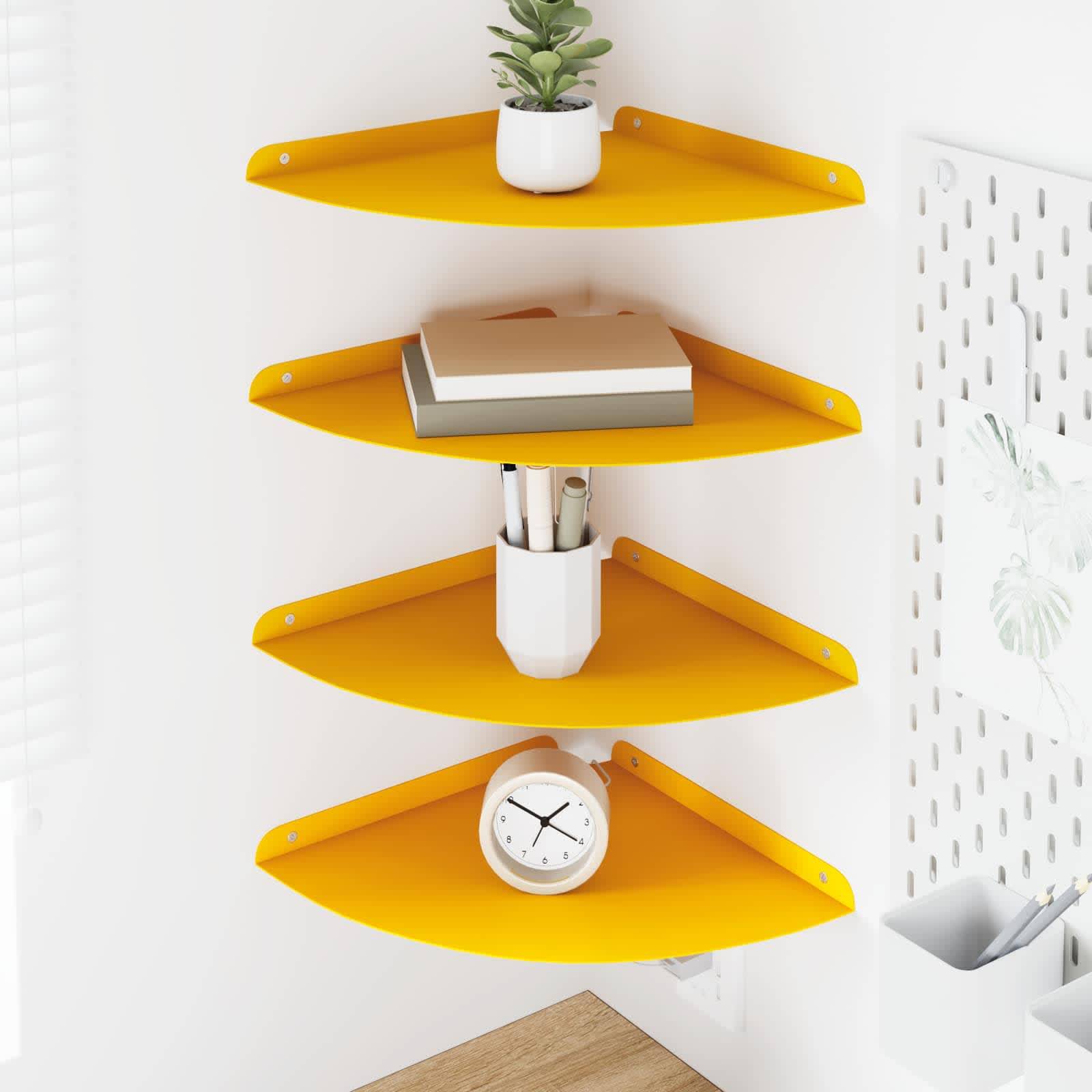 vidaXL Schwebendes Regal mit Regal 4 pcs Senfgelb 30 x 30 x 2 cm