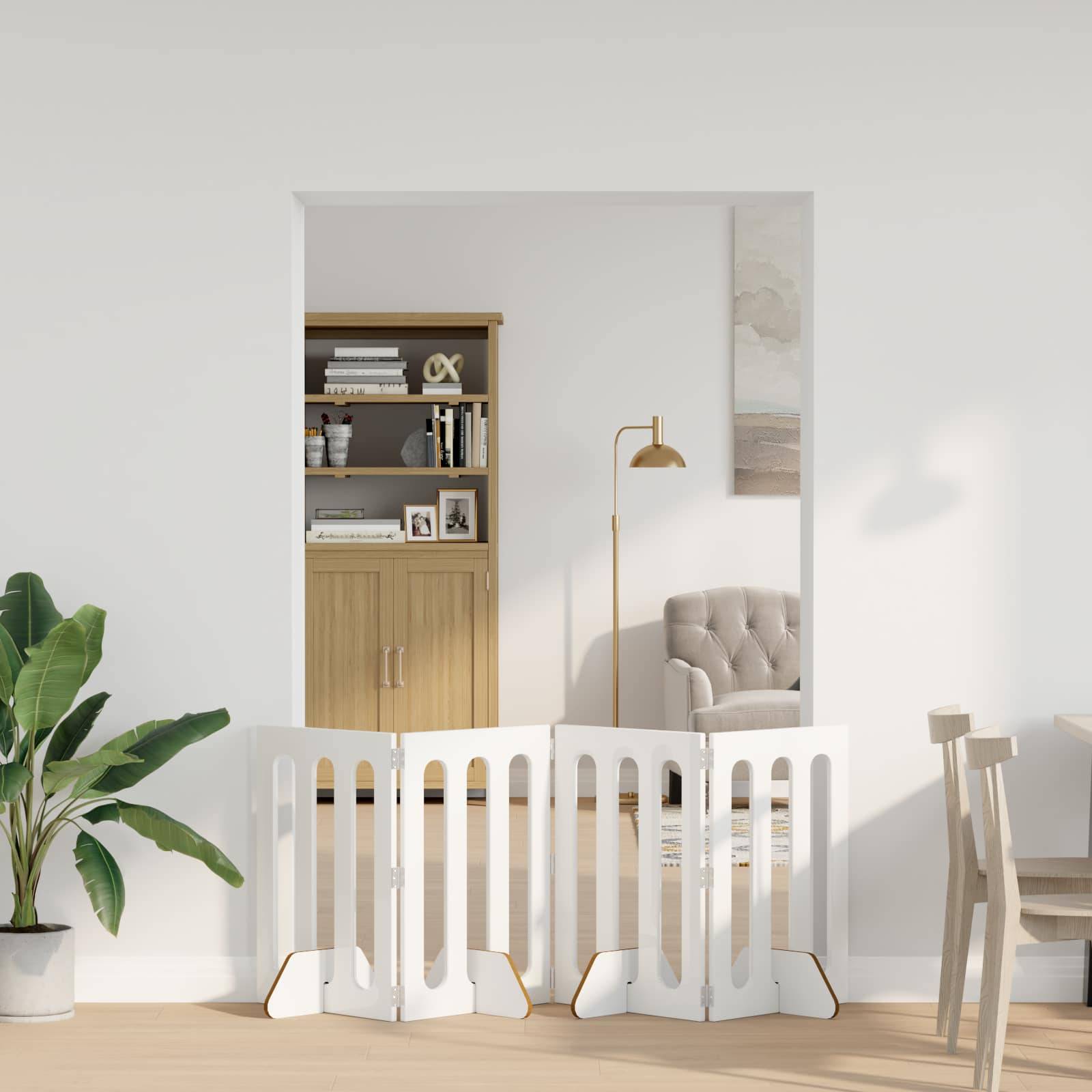 vidaXL Faltbarer Haustierzaun 4 pcs Hochglanz Weiß 201 x 38 x 70 cm
