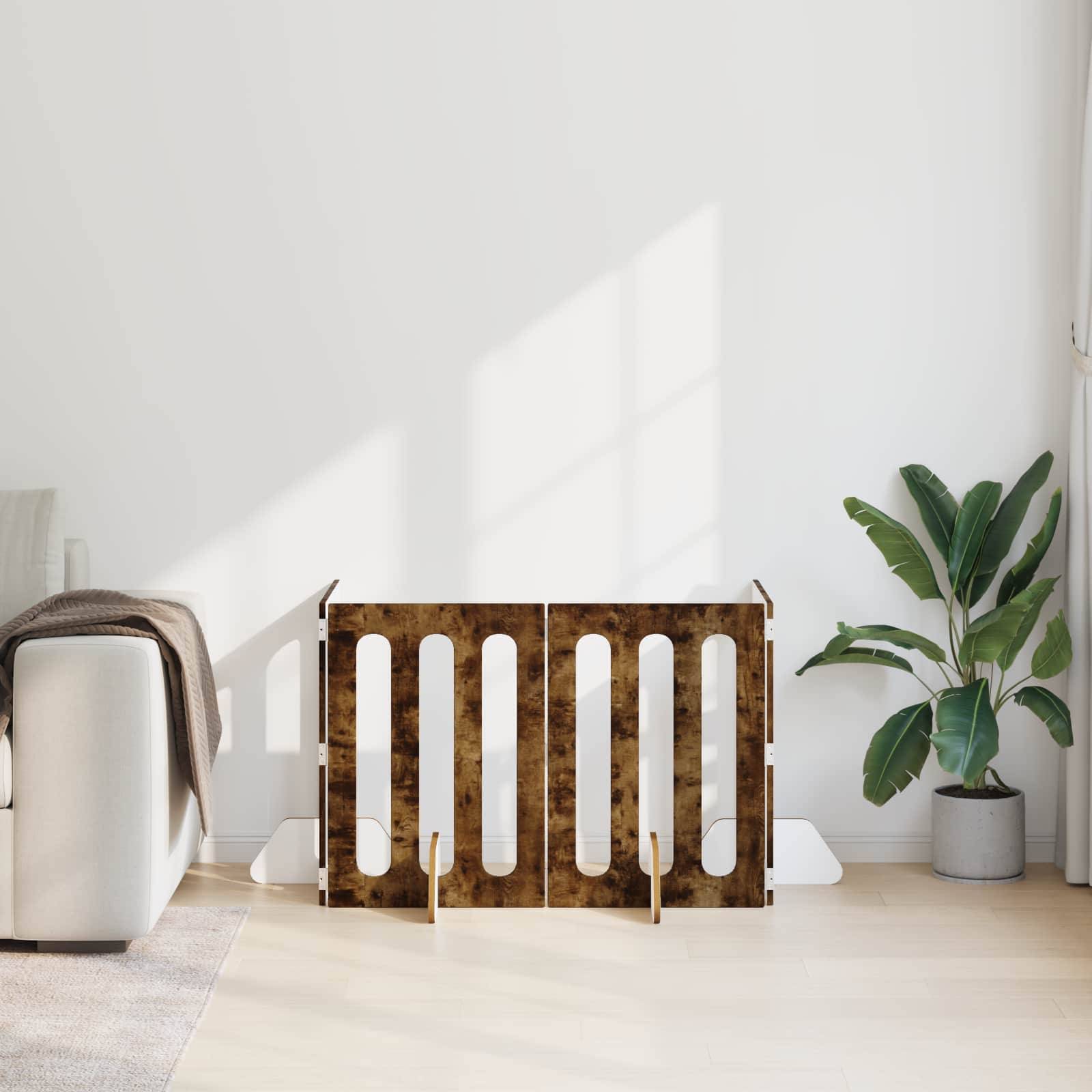 vidaXL Faltbarer Haustierzaun 4 pcs Geräucherte Eiche 201 x 38 x 70 cm