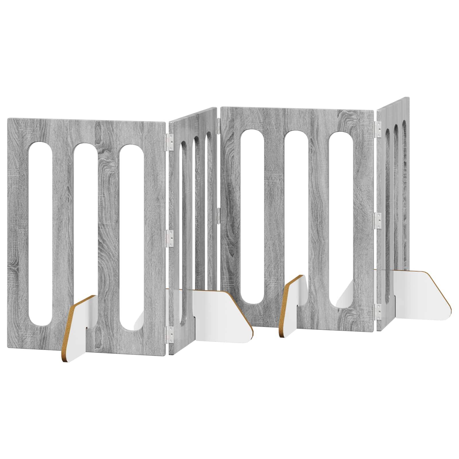vidaXL Faltbarer Haustierzaun 4 pcs Graues Sonoma 201 x 38 x 70 cm