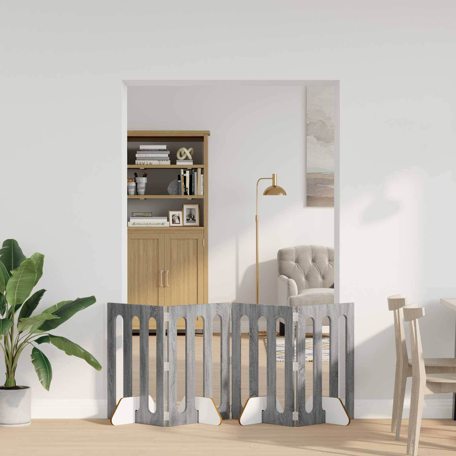 vidaXL Faltbarer Haustierzaun 4 pcs Graues Sonoma 201 x 38 x 70 cm