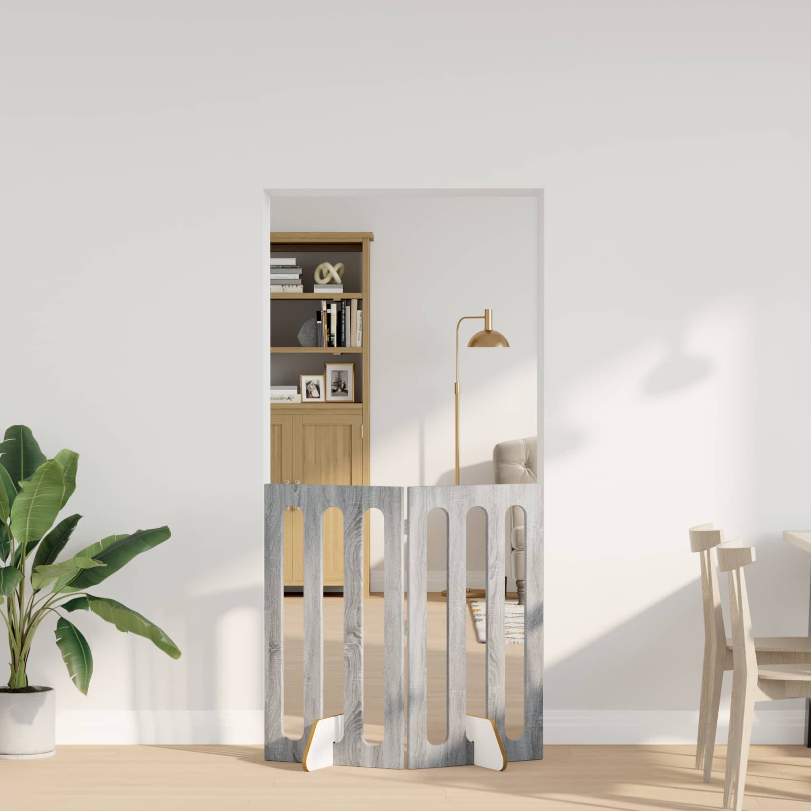 vidaXL Faltbarer Haustierzaun 2 pcs Graues Sonoma 100,5 x 38 x 90 cm