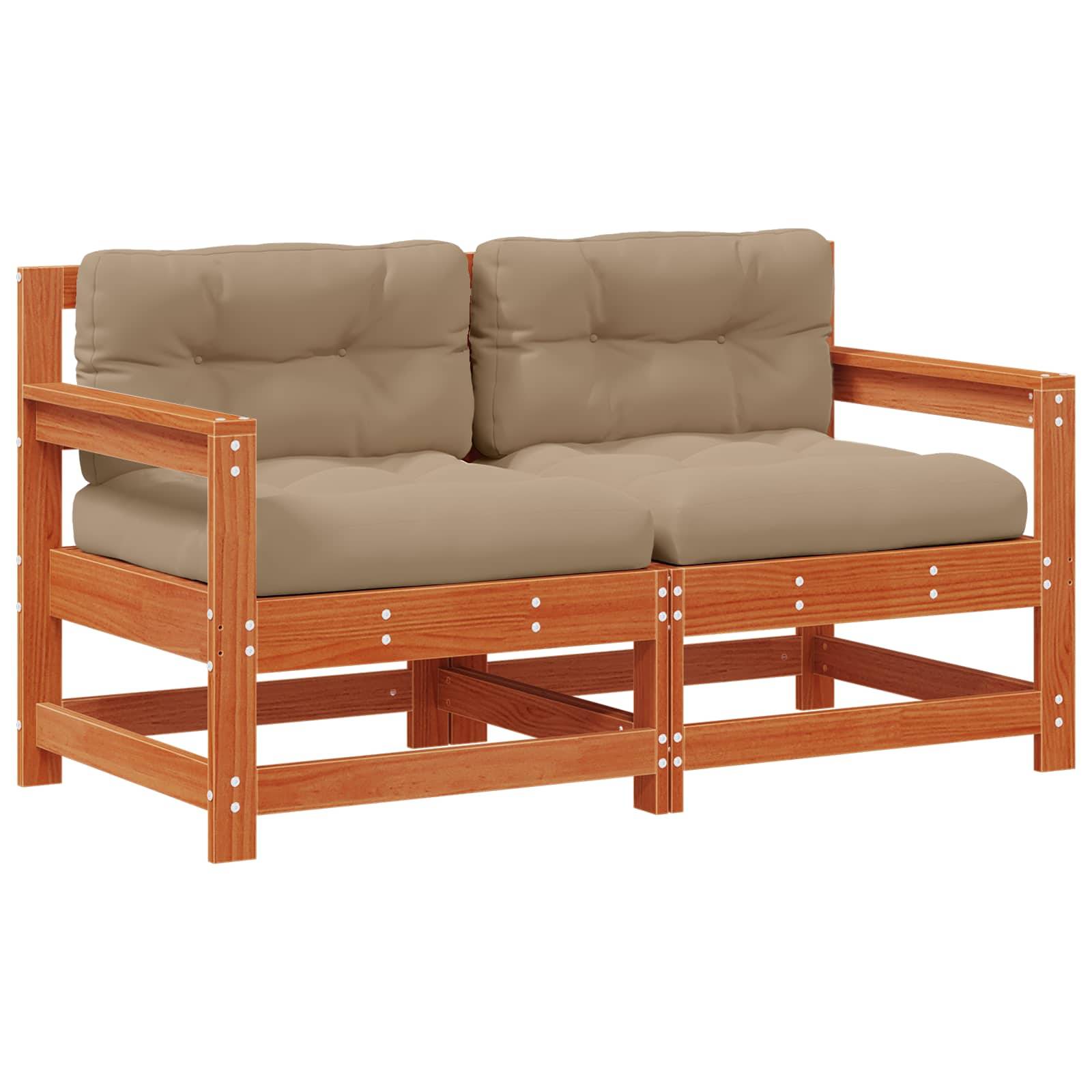 vidaXL 2 Stück Gartenecksofa Massives Kiefernholz Wachsbraun