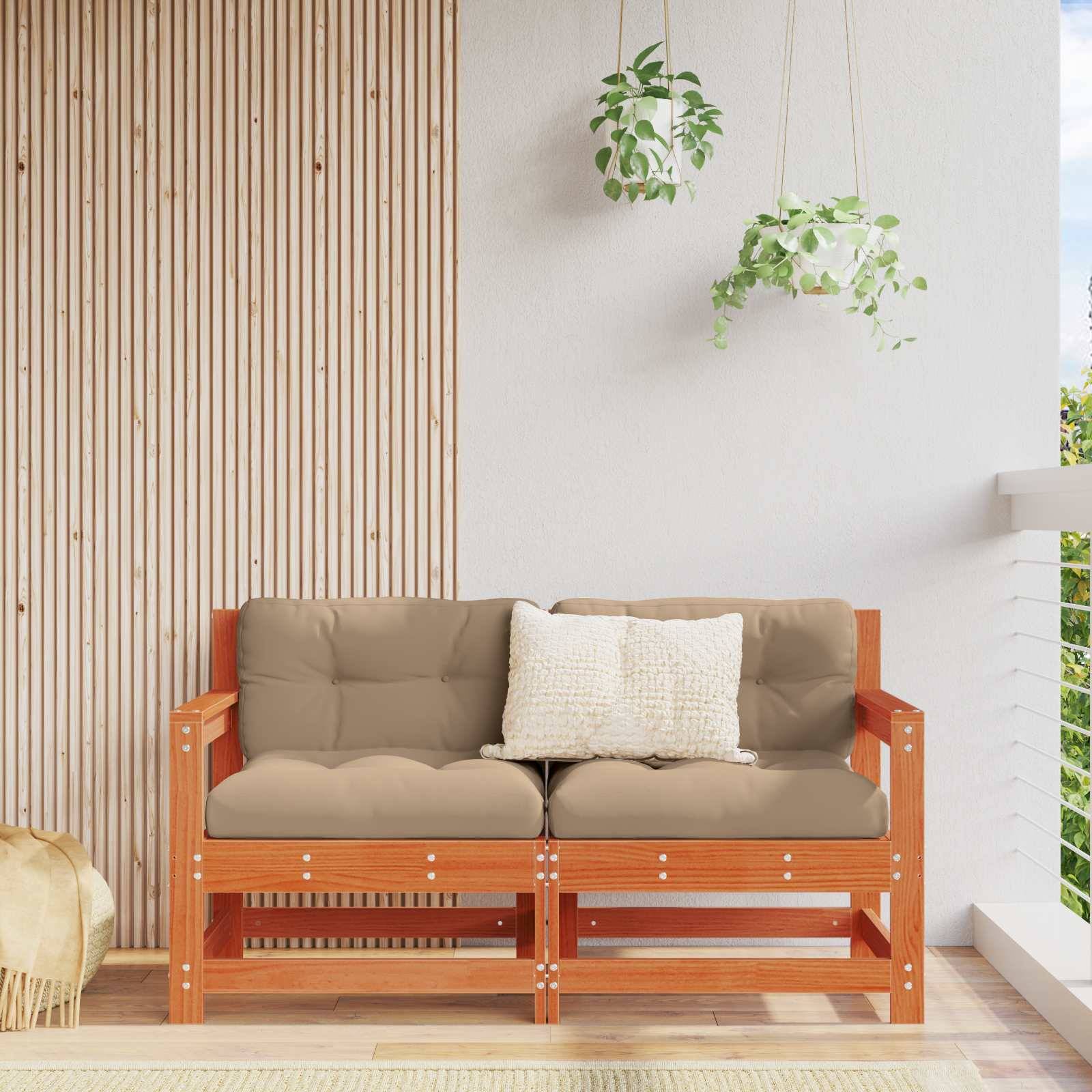 vidaXL 2 Stück Gartenecksofa Massives Kiefernholz Wachsbraun
