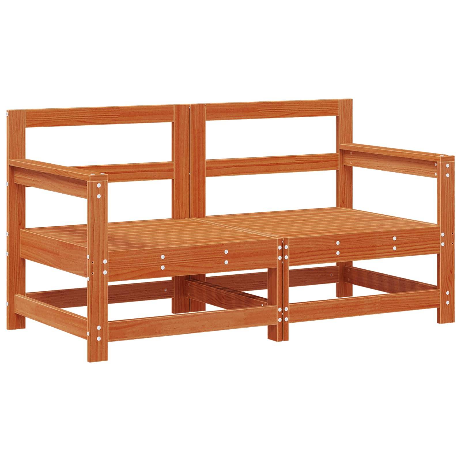 vidaXL 2 Stück Gartenecksofa Massives Kiefernholz Wachsbraun