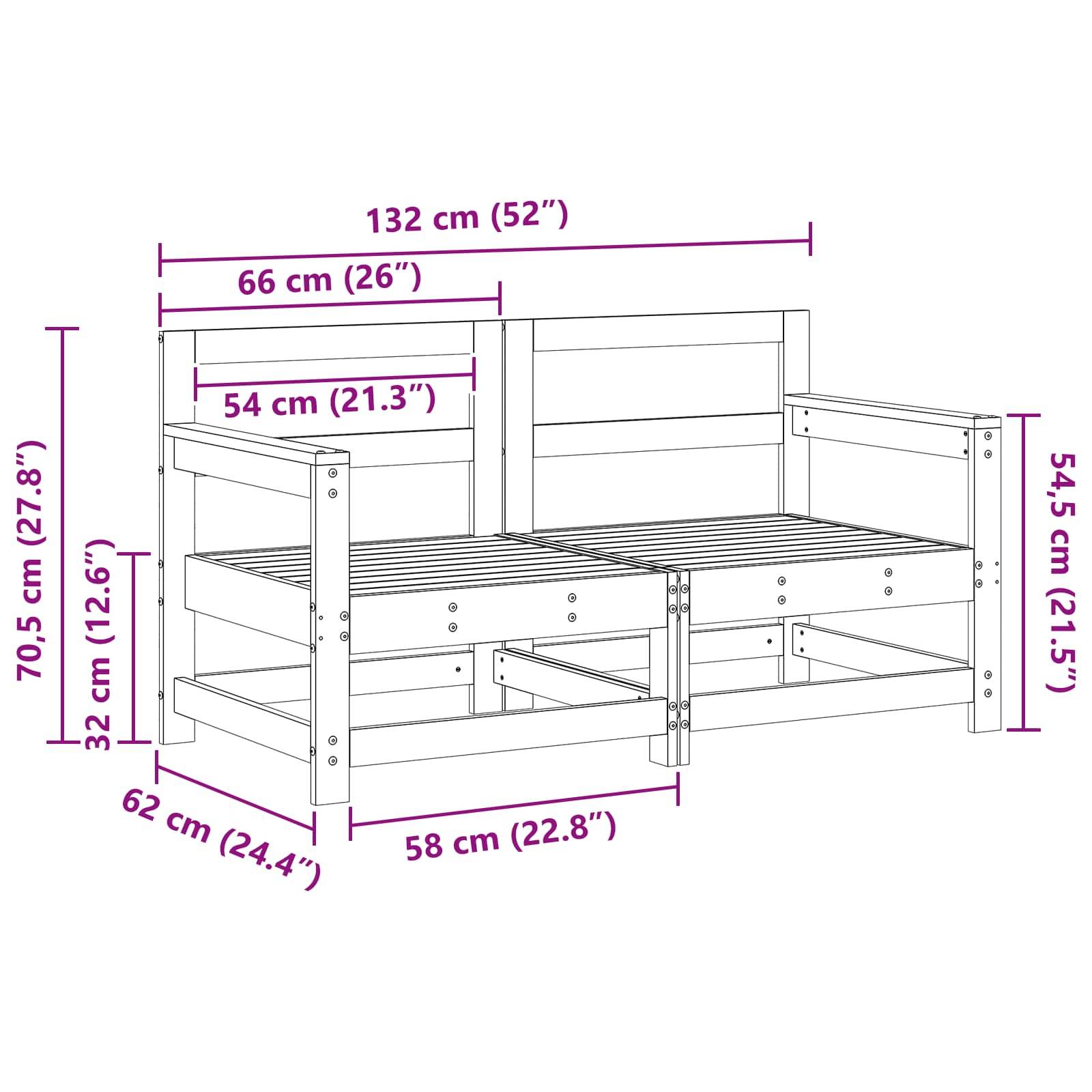 vidaXL Gartenecksofa Massives Kiefernholz Wachsbraun