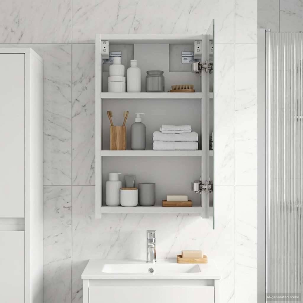 vidaXL Badezimmerspiegelschrank Weiß 30 x 10,5 x 50 cm Holzwerkstoff