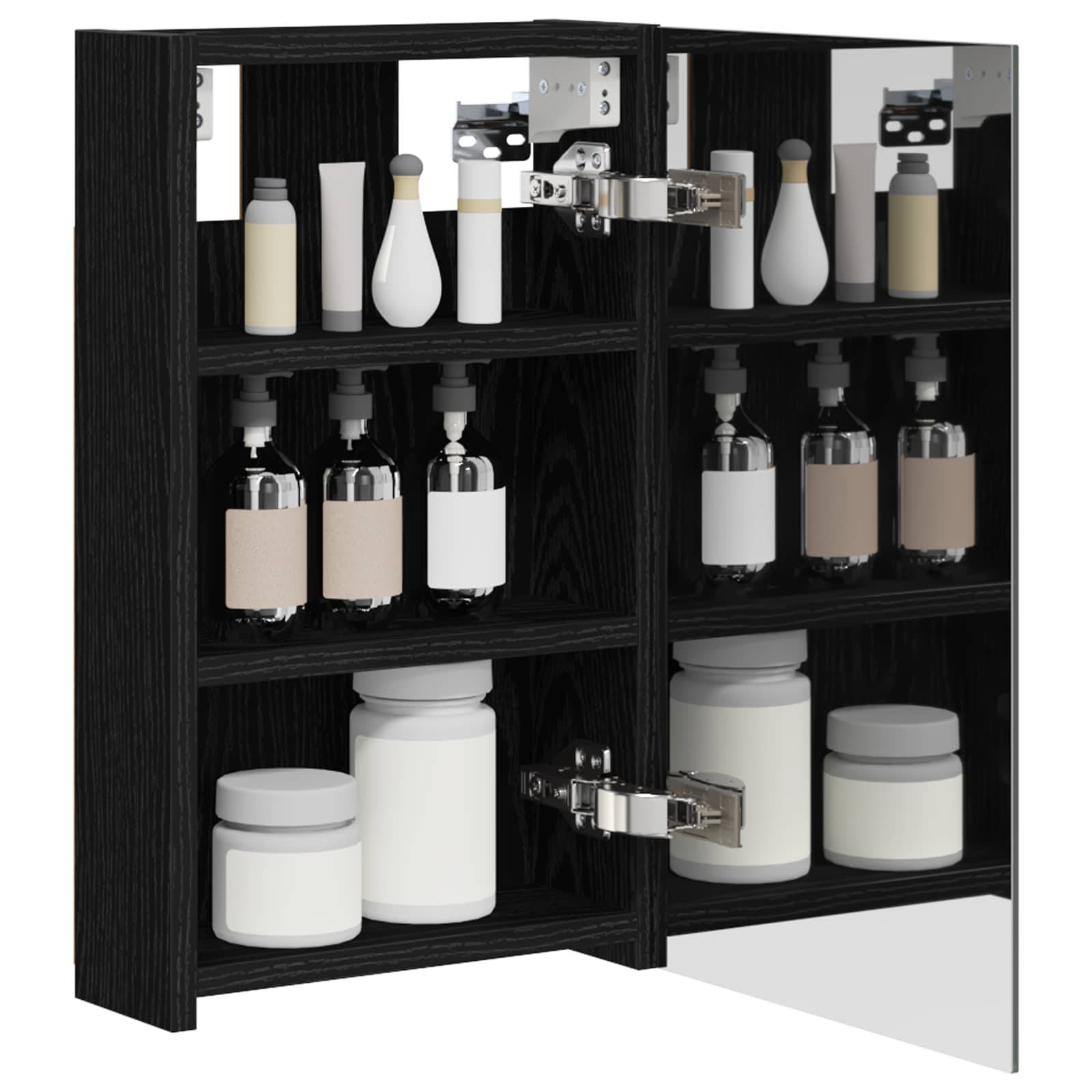 vidaXL Badezimmerspiegelschrank Schwarz Eichen-Optik 30 x 10,5 x 50 cm