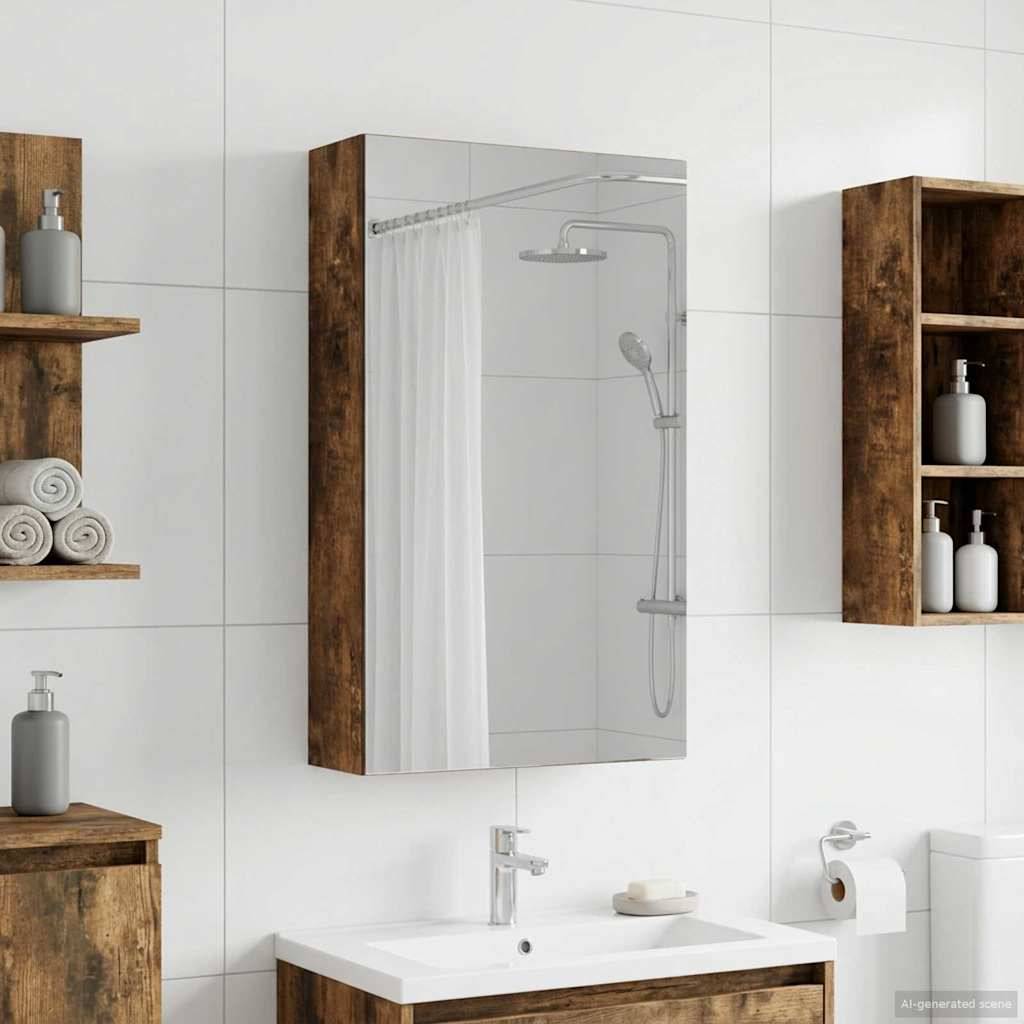 vidaXL Badezimmerspiegelschrank Geräucherte Eiche 30 x 10,5 x 50 cm