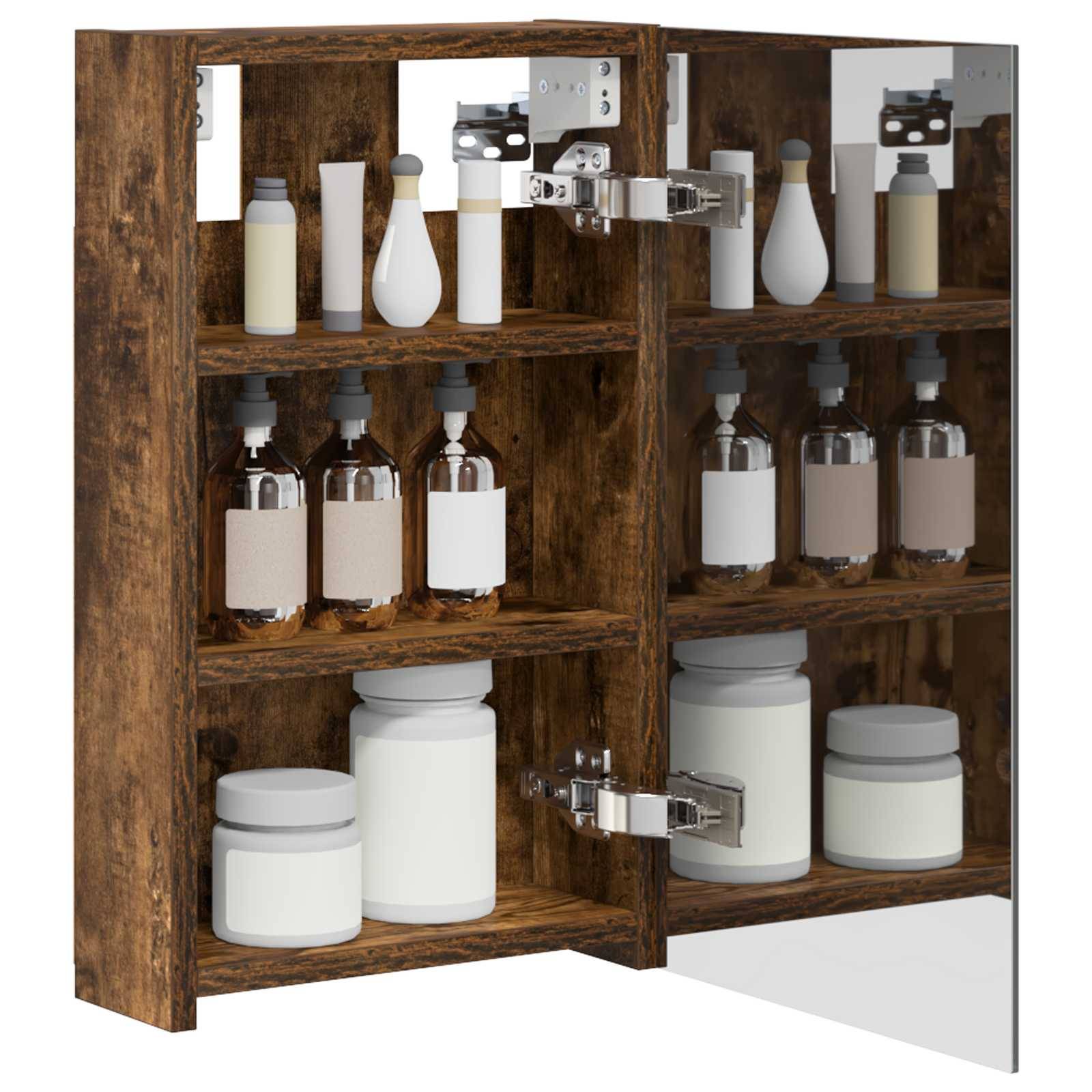 vidaXL Badezimmerspiegelschrank Geräucherte Eiche 30 x 10,5 x 50 cm
