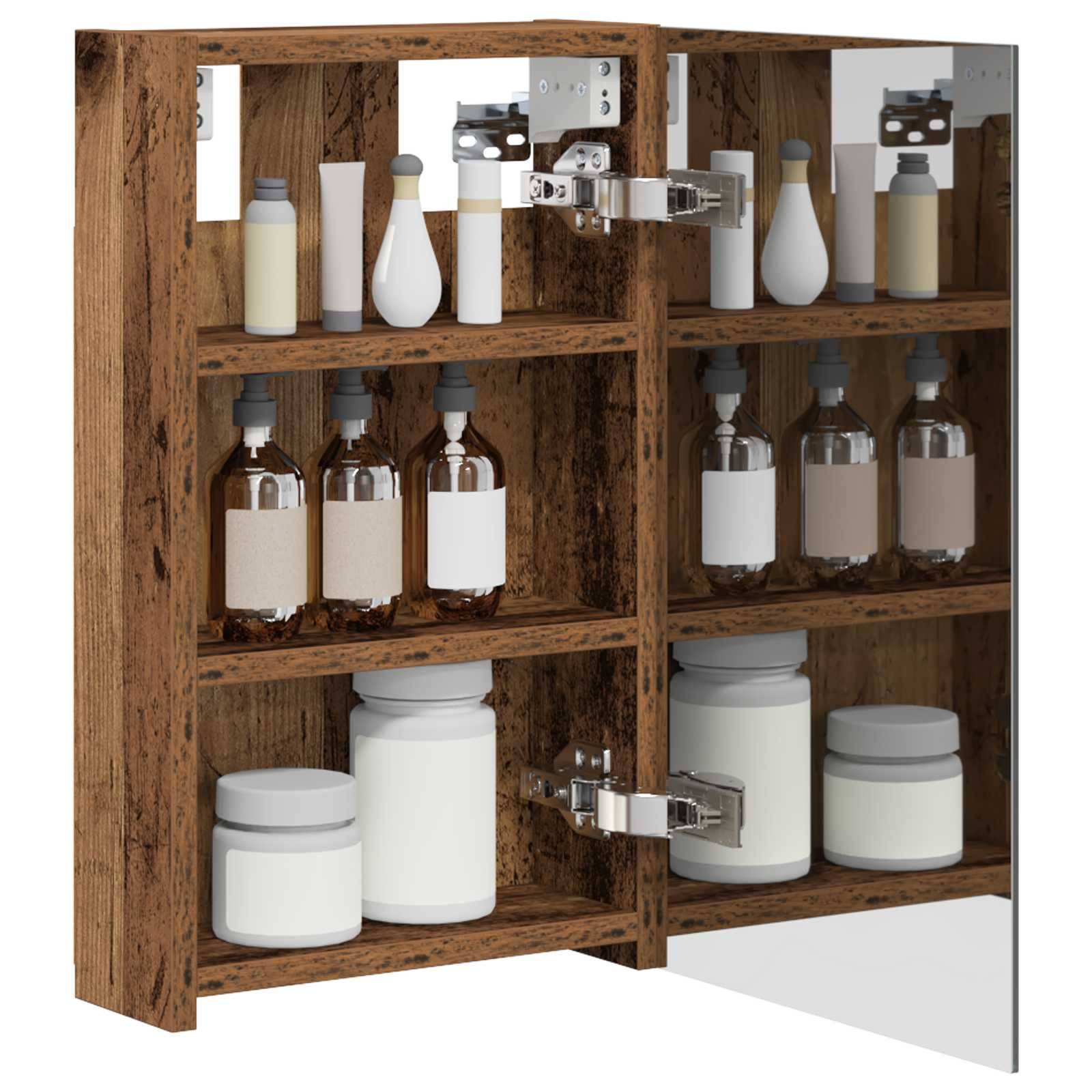 vidaXL Badezimmerspiegelschrank mit Regal Altholz 30 x 10,5 x 50 cm