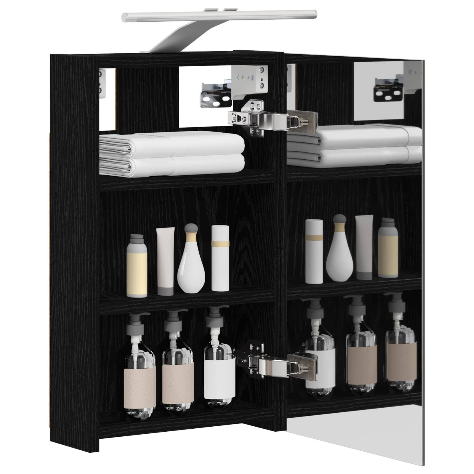 vidaXL Badezimmerspiegelschrank Schwarz Eichen-Optik 30 x 10,5 x 50 cm