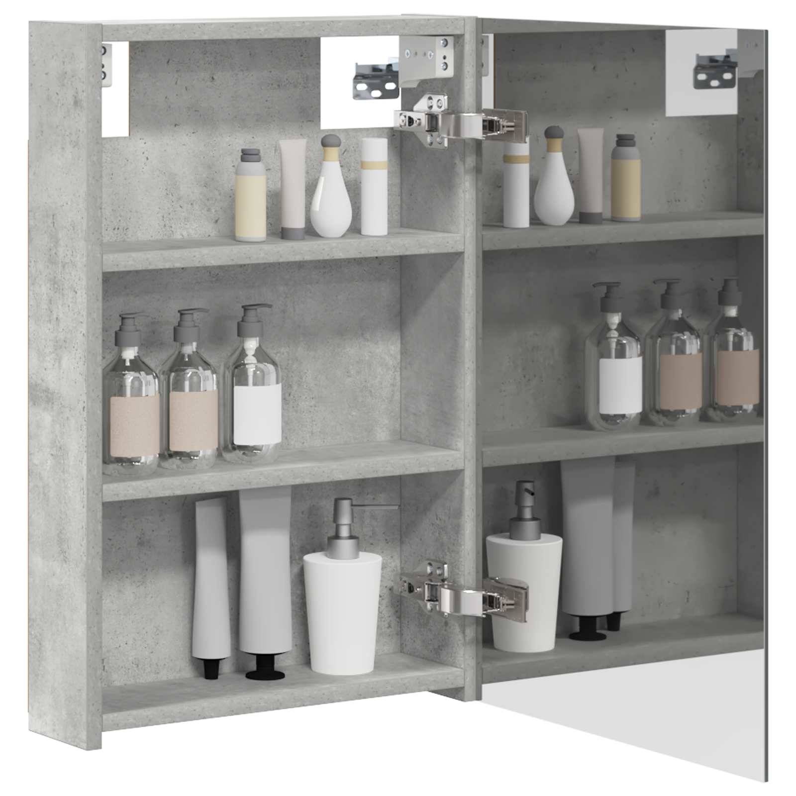 vidaXL Badezimmerspiegelschrank mit Tür Beton Grau 40 x 10,5 x 60,5 cm
