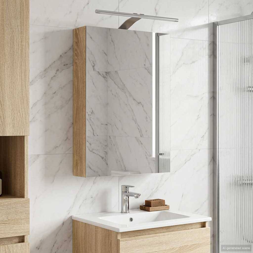 vidaXL Badezimmerspiegelschrank Sonoma-Eiche 40 x 10,5 x 60,5 cm