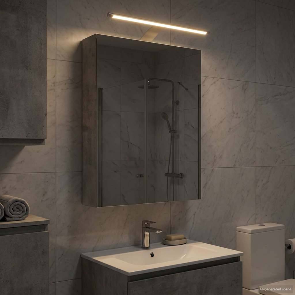 vidaXL Badezimmerspiegelschrank mit Tür Beton Grau 40 x 10,5 x 60,5 cm