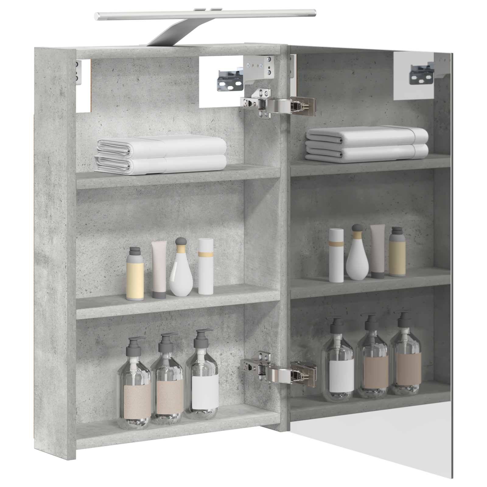 vidaXL Badezimmerspiegelschrank mit Tür Beton Grau 40 x 10,5 x 60,5 cm
