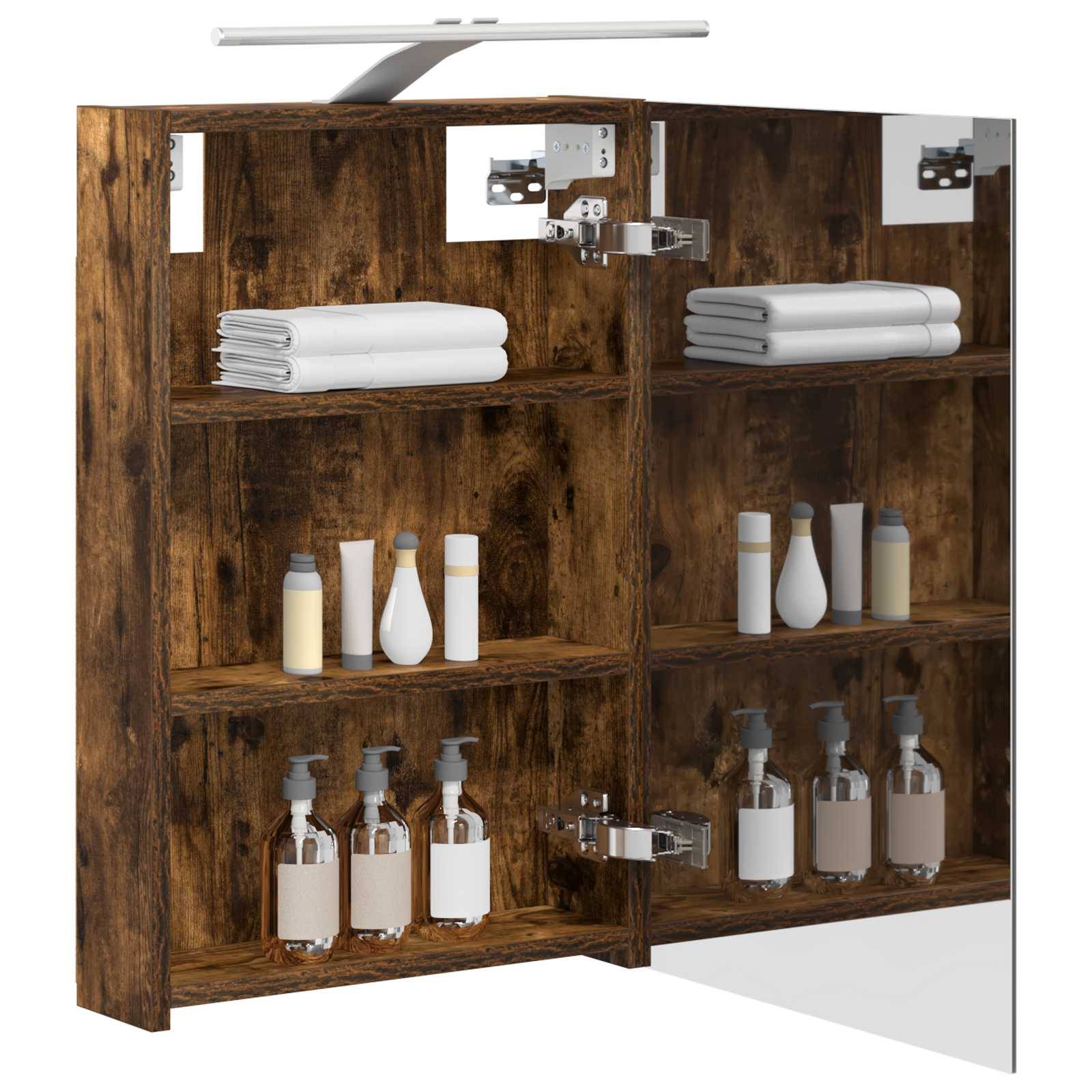 vidaXL Badezimmerspiegelschrank Geräucherte Eiche 40 x 10,5 x 60,5 cm