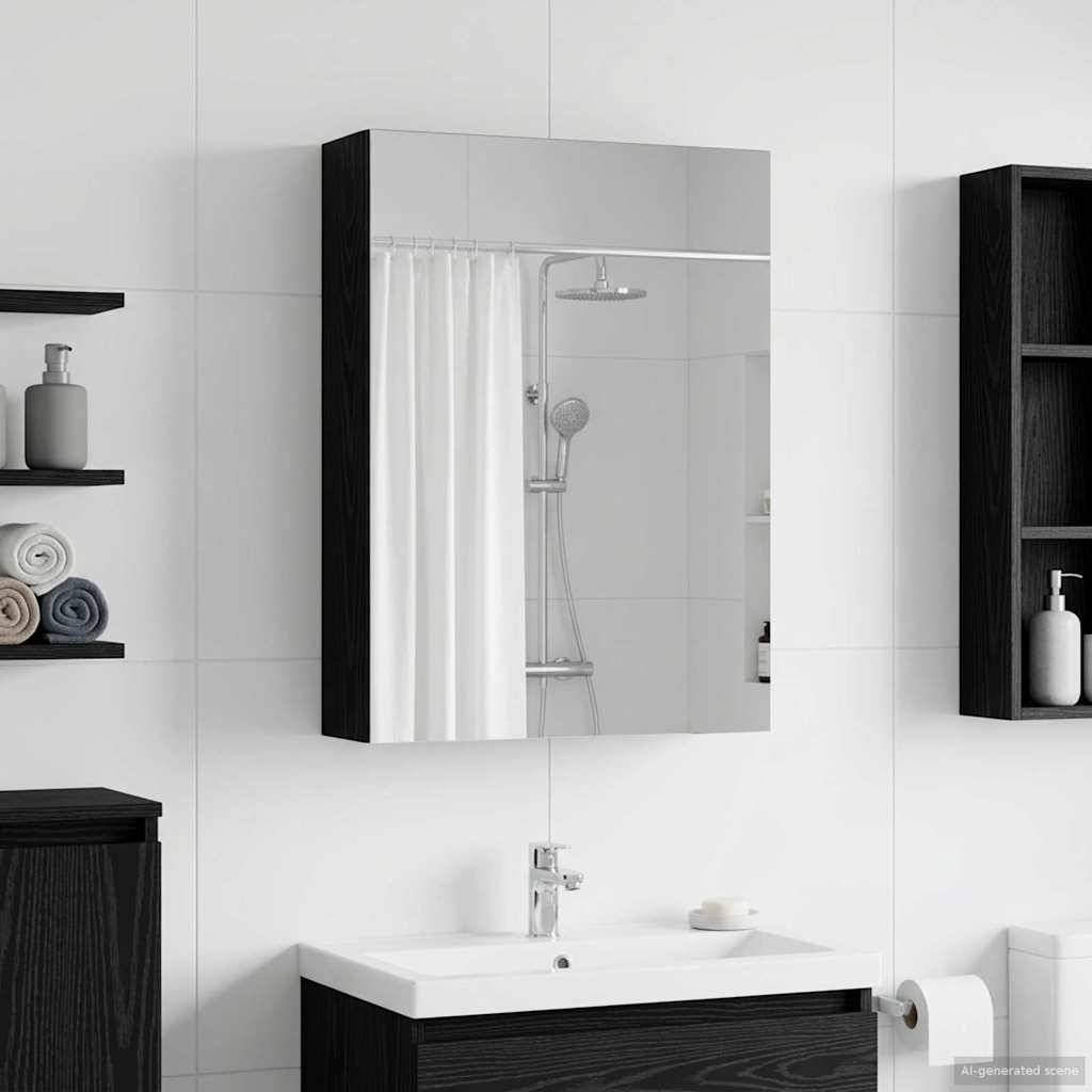 vidaXL Badezimmerspiegelschrank Schwarz Eichen-Optik 50 x 14,5 x 70 cm