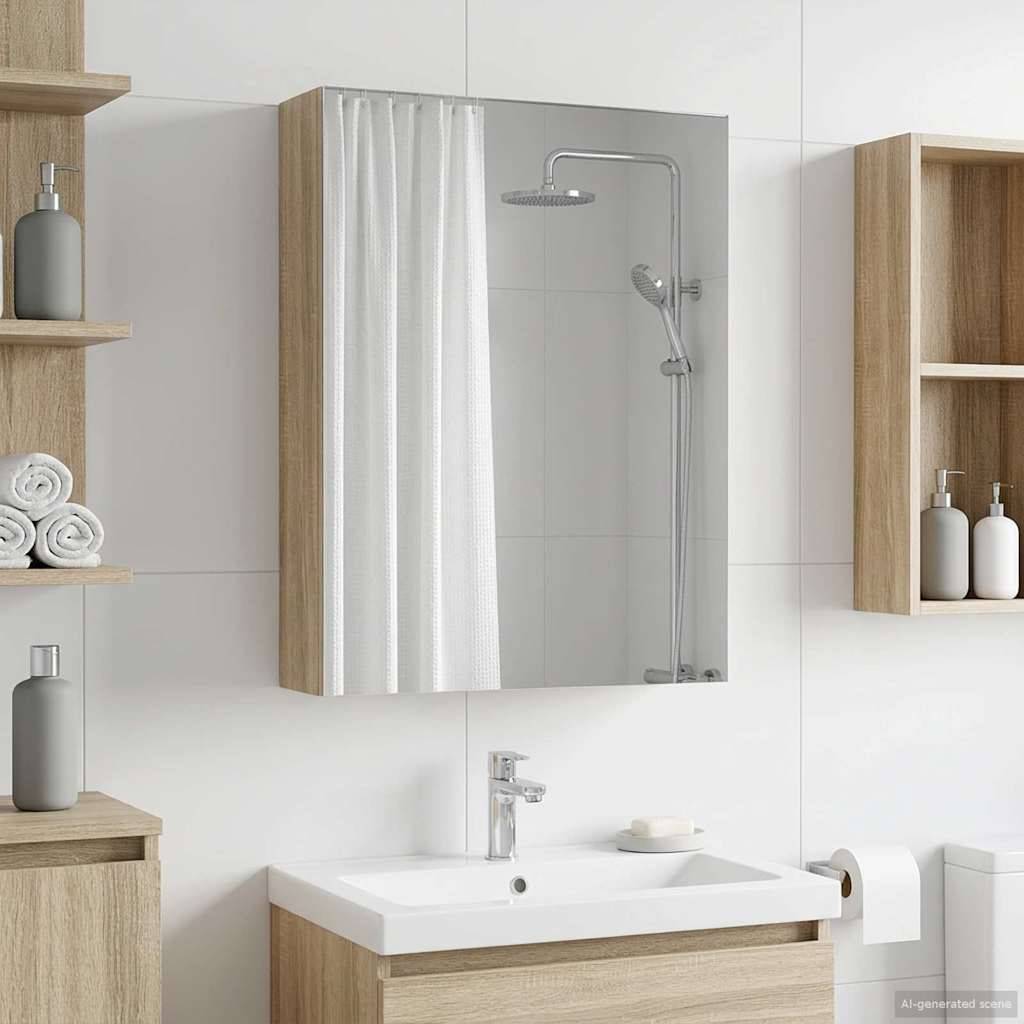 vidaXL Badezimmerspiegelschrank mit Tür Sonoma-Eiche 50 x 14,5 x 70 cm